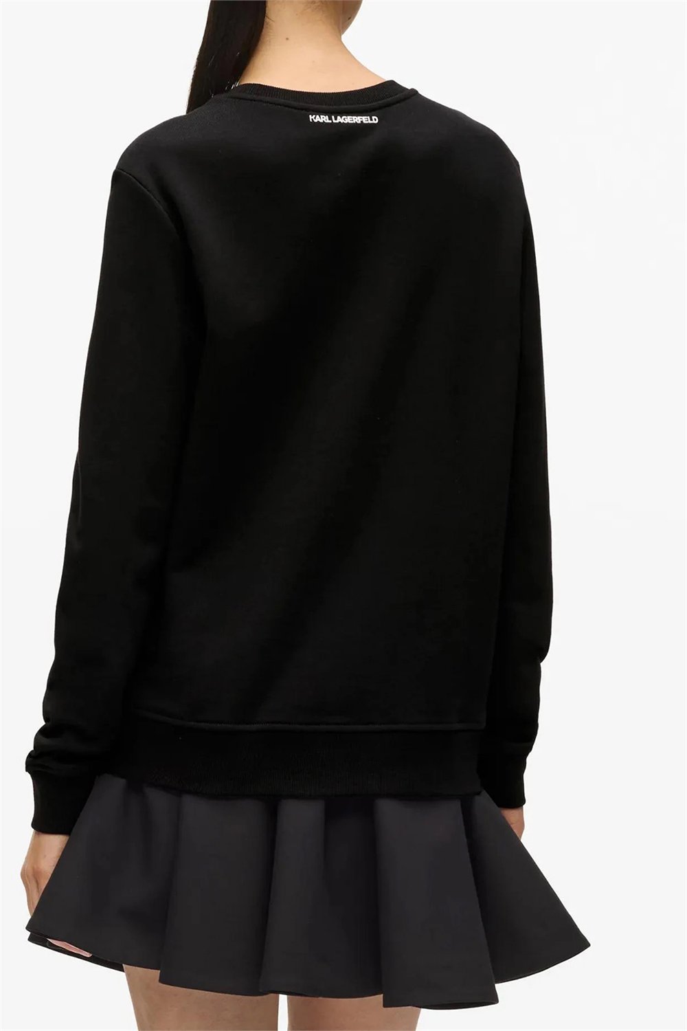 Karl Lagerfeld ikon Rs Circle Sweatshirt Kadın Bisiklet Yaka Sweatshirt Siyah