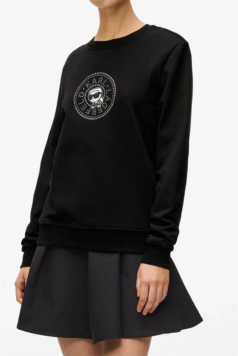 Karl Lagerfeld ikon Rs Circle Sweatshirt Kadın Bisiklet Yaka Sweatshirt Siyah