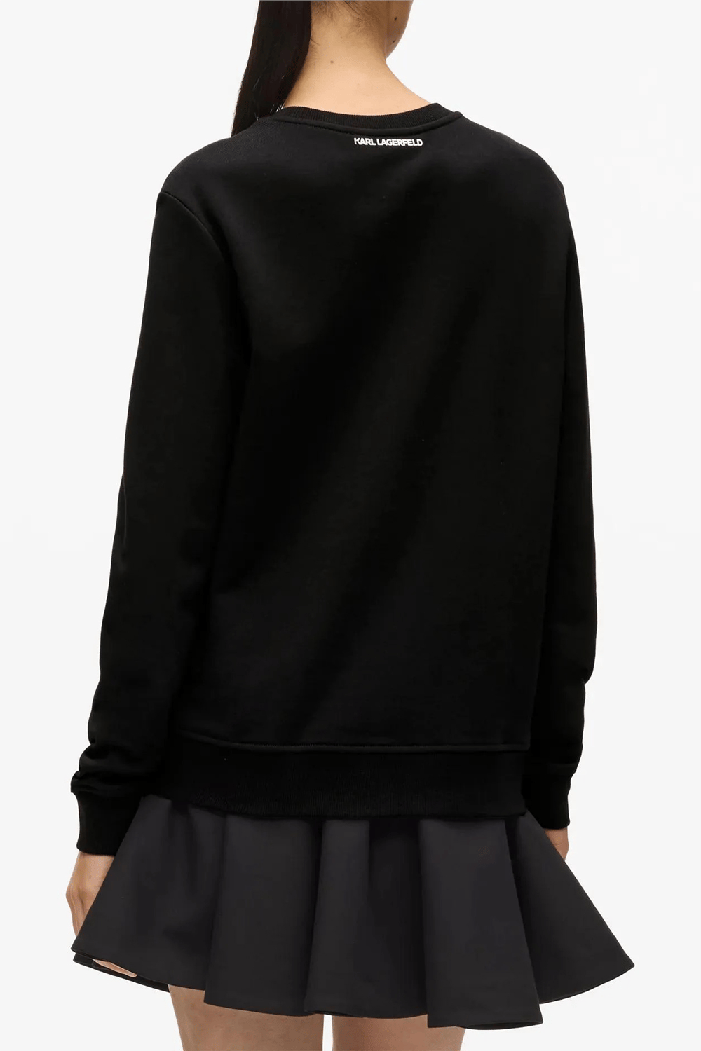 Karl Lagerfeld ikon Rs Circle Sweatshirt Kadın Bisiklet Yaka Sweatshirt Siyah