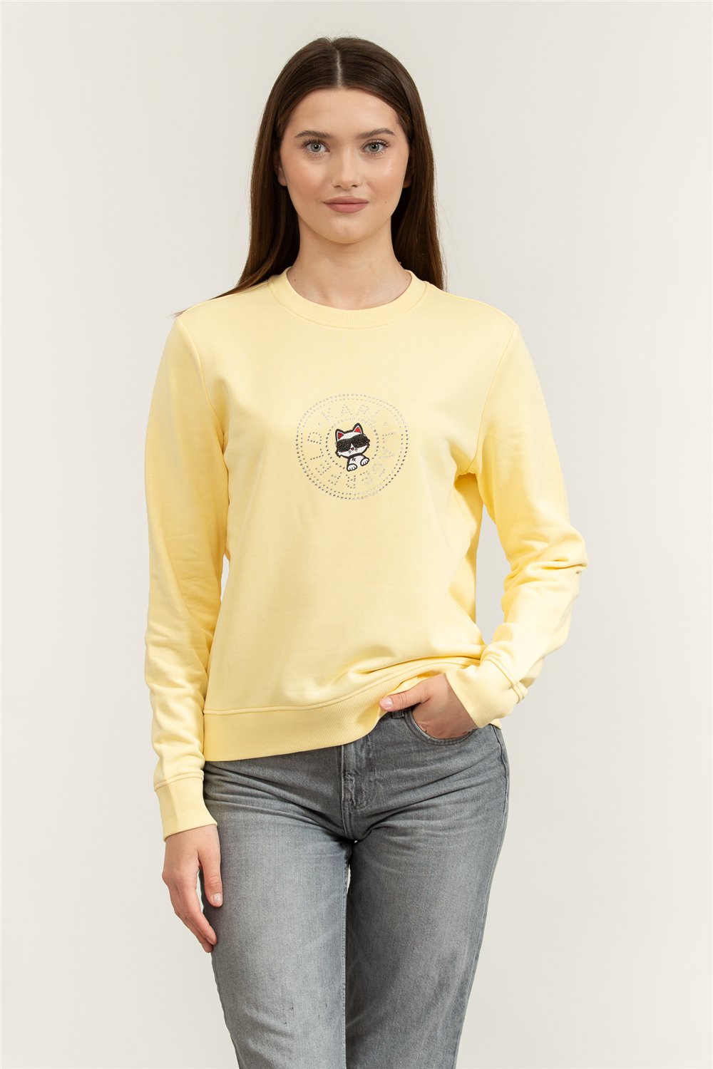 Karl Lagerfeld ikon Rs Circle Sweatshirt Kadın Bisiklet Yaka Sweatshirt