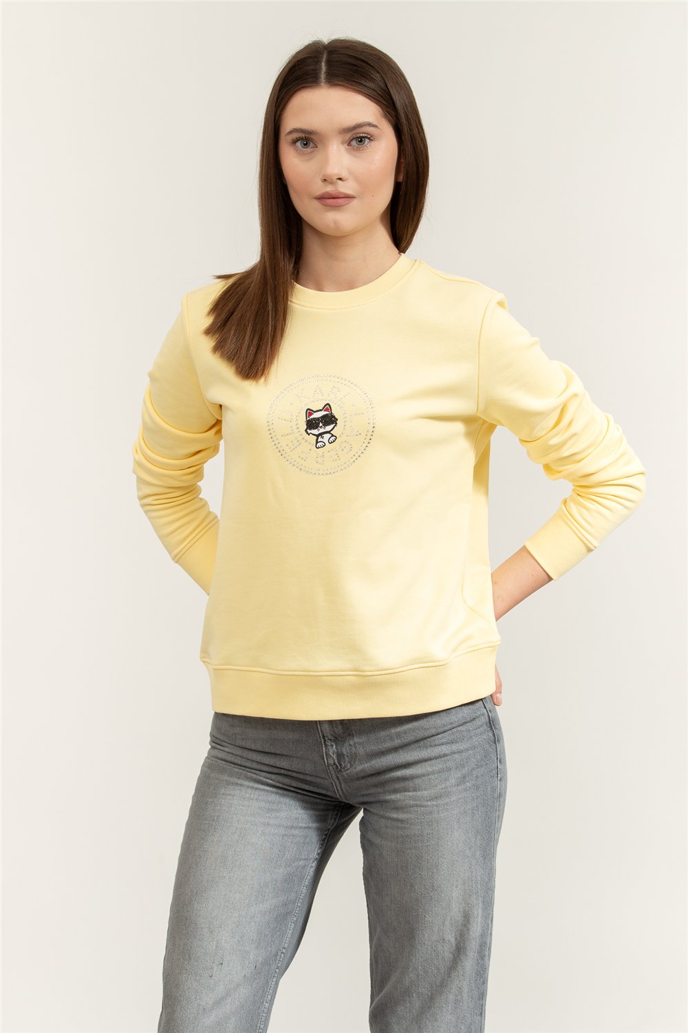 Karl Lagerfeld ikon Rs Circle Sweatshirt Kadın Bisiklet Yaka Sweatshirt