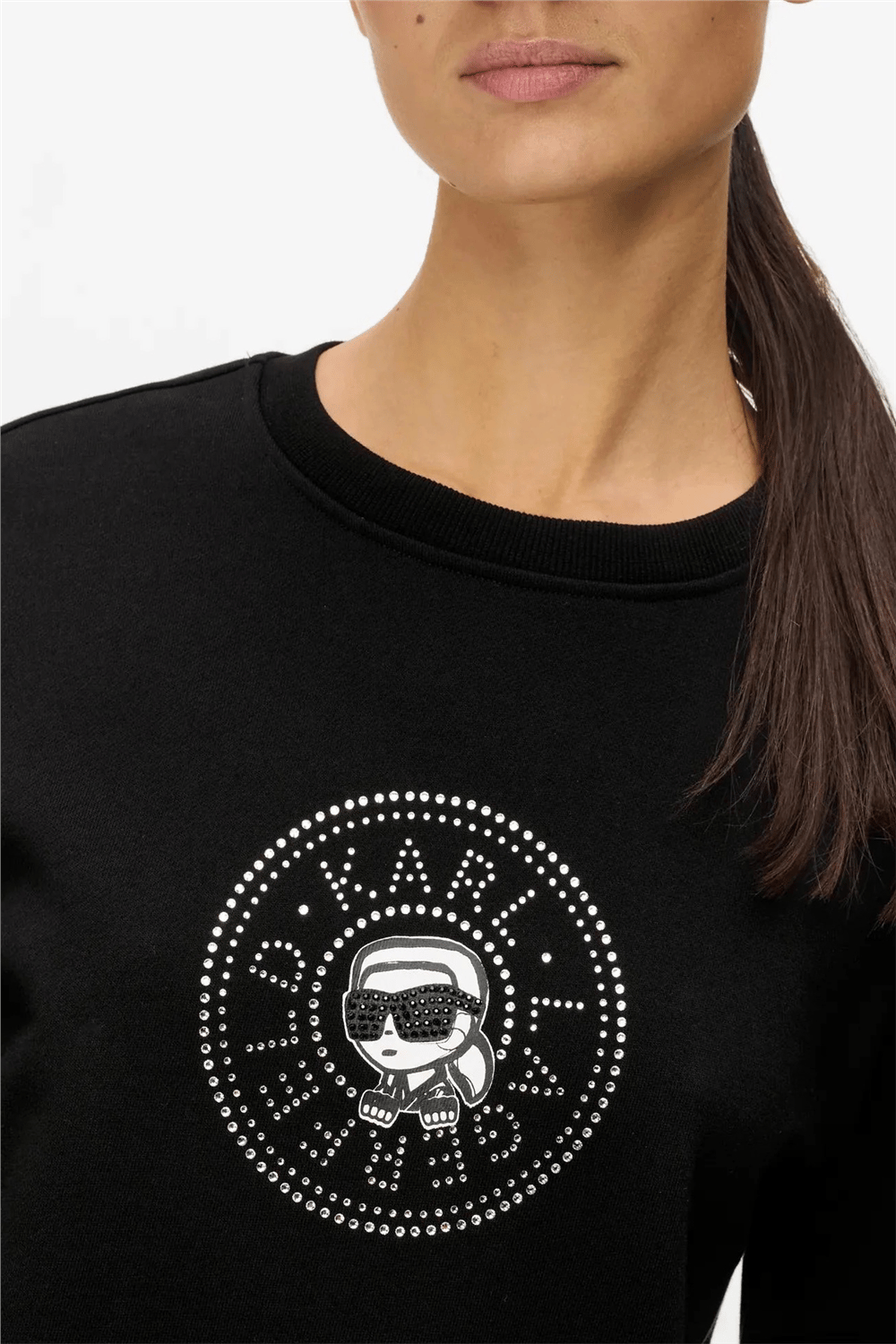 Karl Lagerfeld ikon Rs Circle Sweatshirt Kadın Bisiklet Yaka Sweatshirt Siyah
