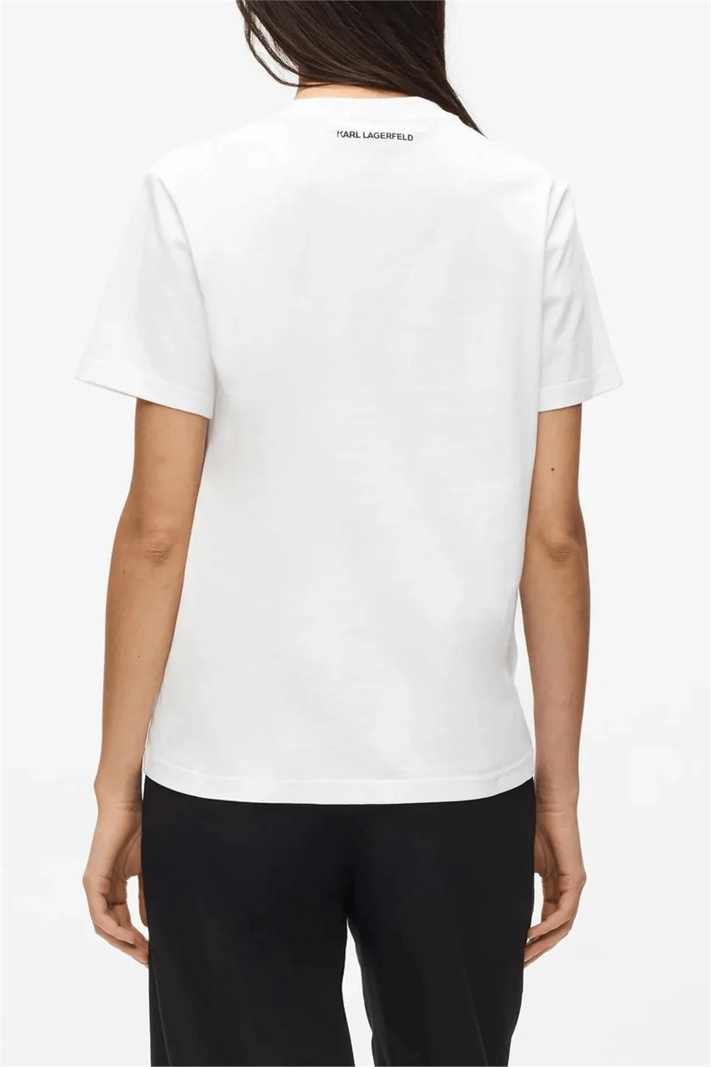 Karl Lagerfeld ikon Rs Circle T-Shirt Kadın Bisiklet Yaka T-Shirt Beyaz