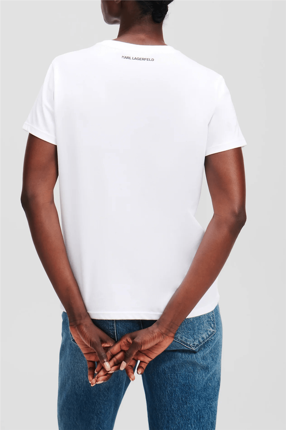 Karl Lagerfeld Ikon Rs Duo Kadın Bisiklet Yaka T-Shirt Beyaz