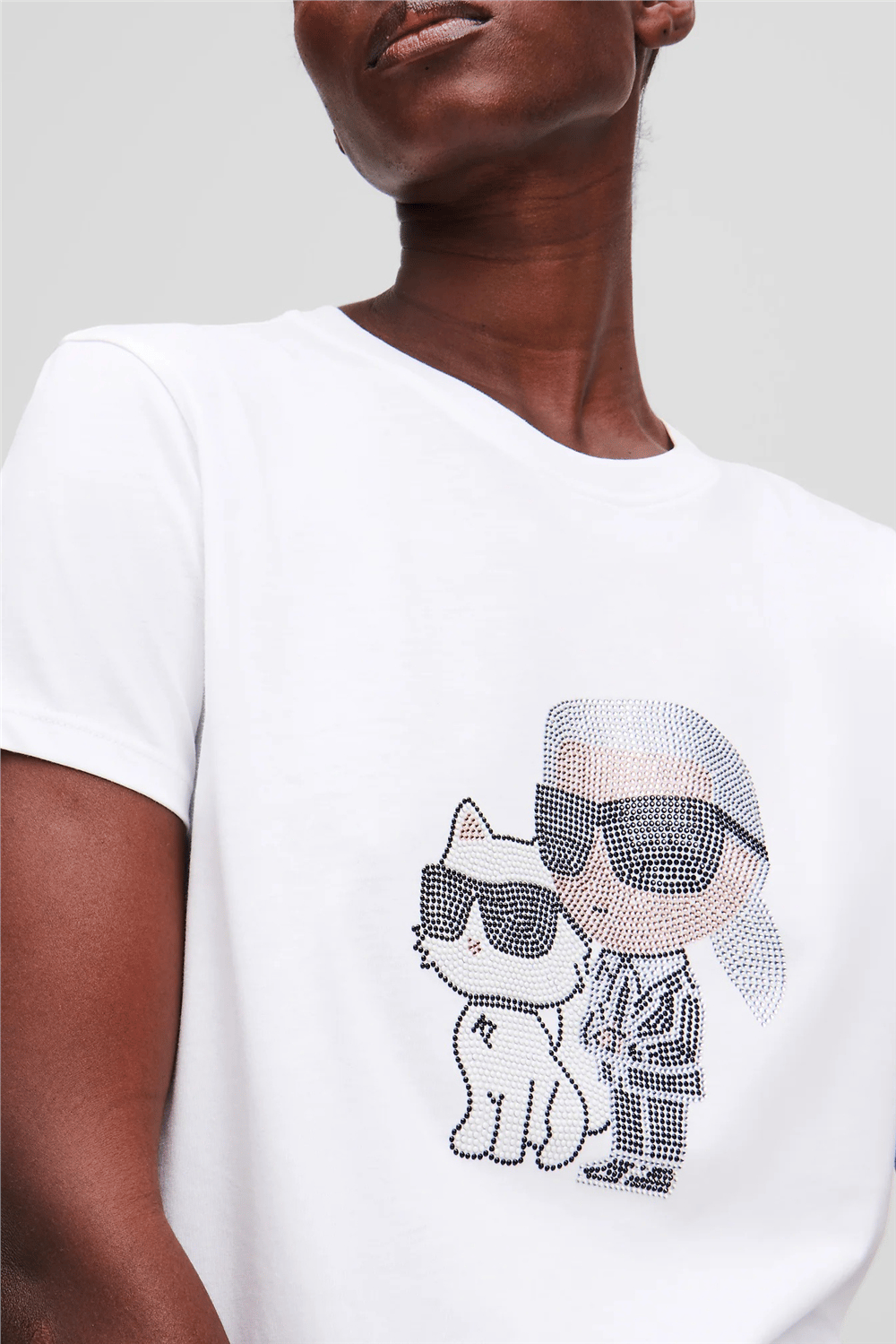 Karl Lagerfeld Ikon Rs Duo Kadın Bisiklet Yaka T-Shirt Beyaz