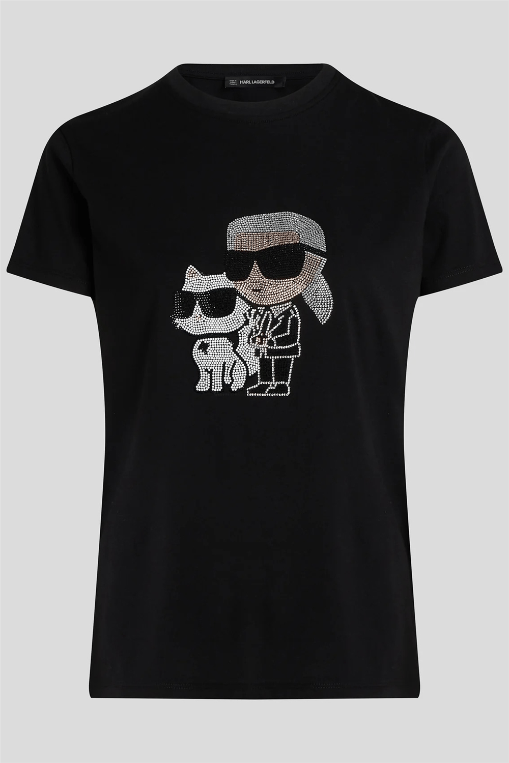 Karl Lagerfeld Ikon Rs Duo Kadın Bisiklet Yaka T-Shirt Siyah