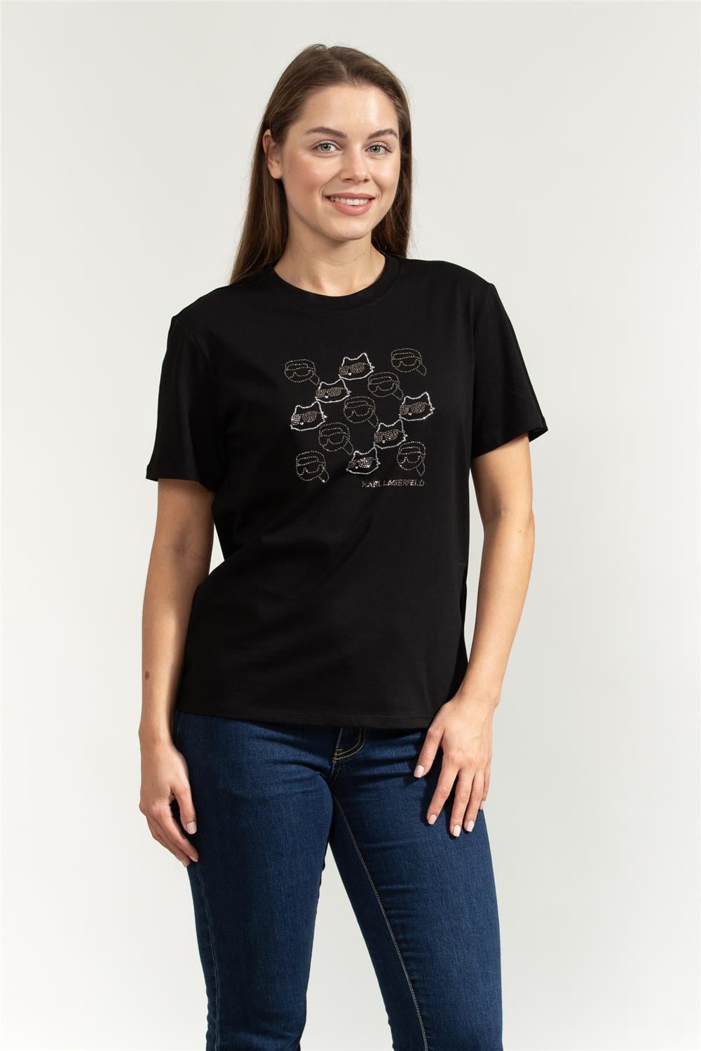Karl Lagerfeld Ikon Seasonal Rs Kadın Bisiklet Yaka T-Shirt