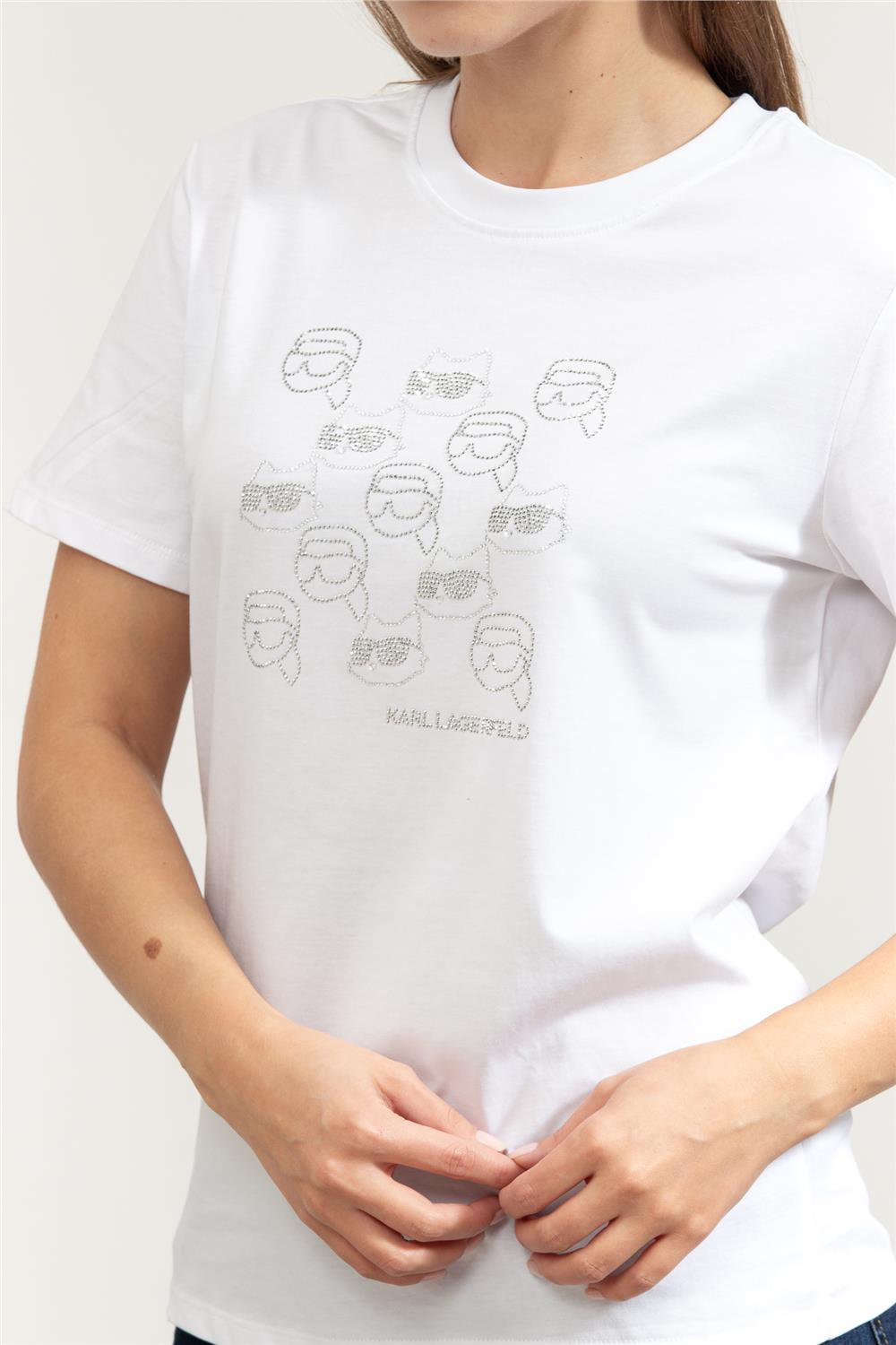 Karl Lagerfeld Ikon Seasonal Rs Kadın Bisiklet Yaka T-Shirt
