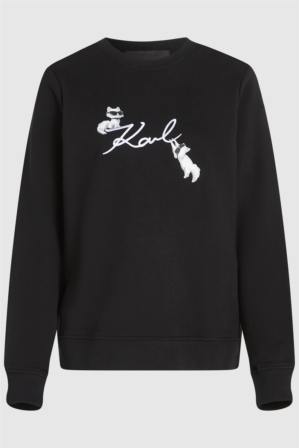 Karl Lagerfeld Ikon Signature Choupette Kadın Bisiklet Yaka Sweatshirt Siyah