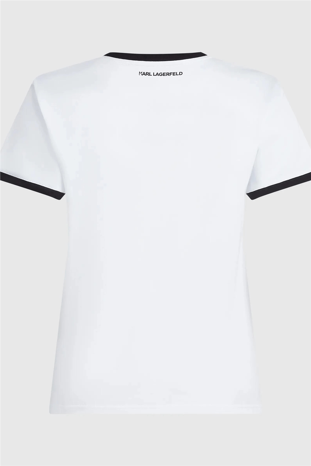 Karl Lagerfeld ikon Small Circle T-Shirt Kadın Bisiklet Yaka T-Shirt Siyah