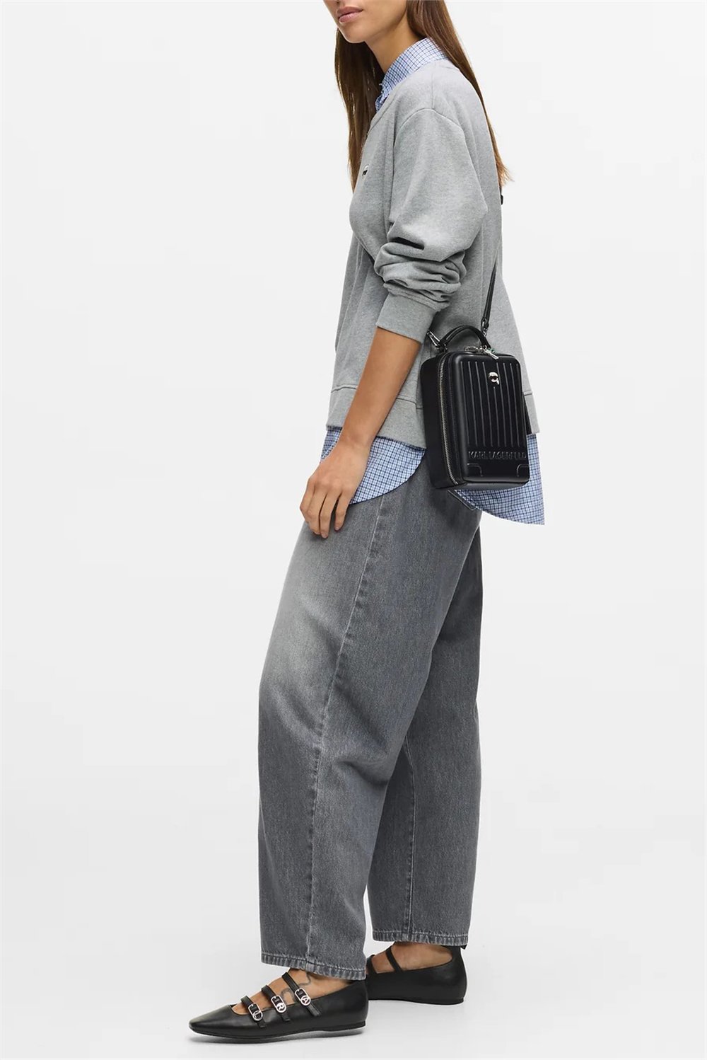Karl Lagerfeld Ikon Suitcase Crossbody Kadın Omuz Çantası Siyah