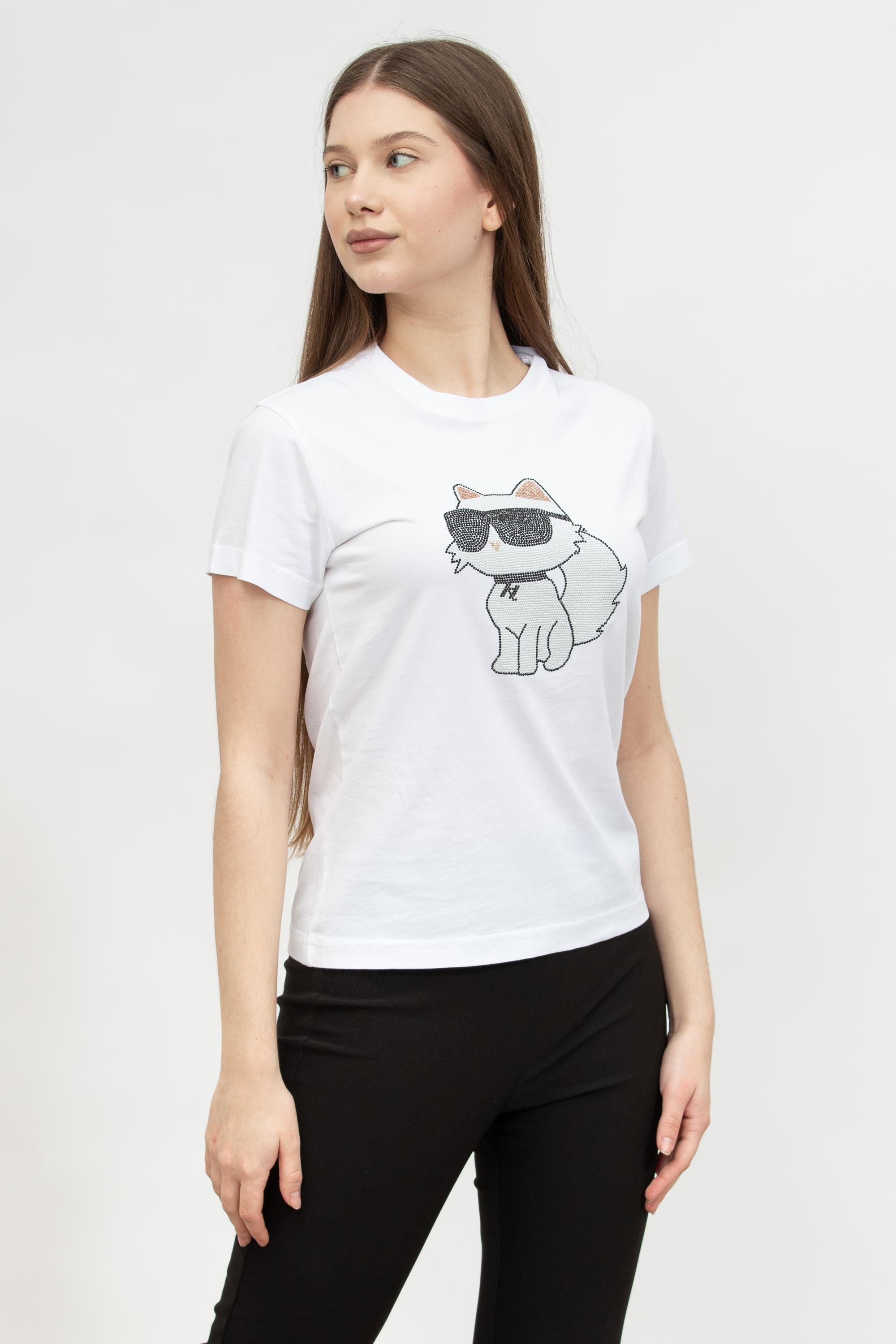 Karl Lagerfeld Ikonik Kadın Bisiklet Yaka T-Shirt