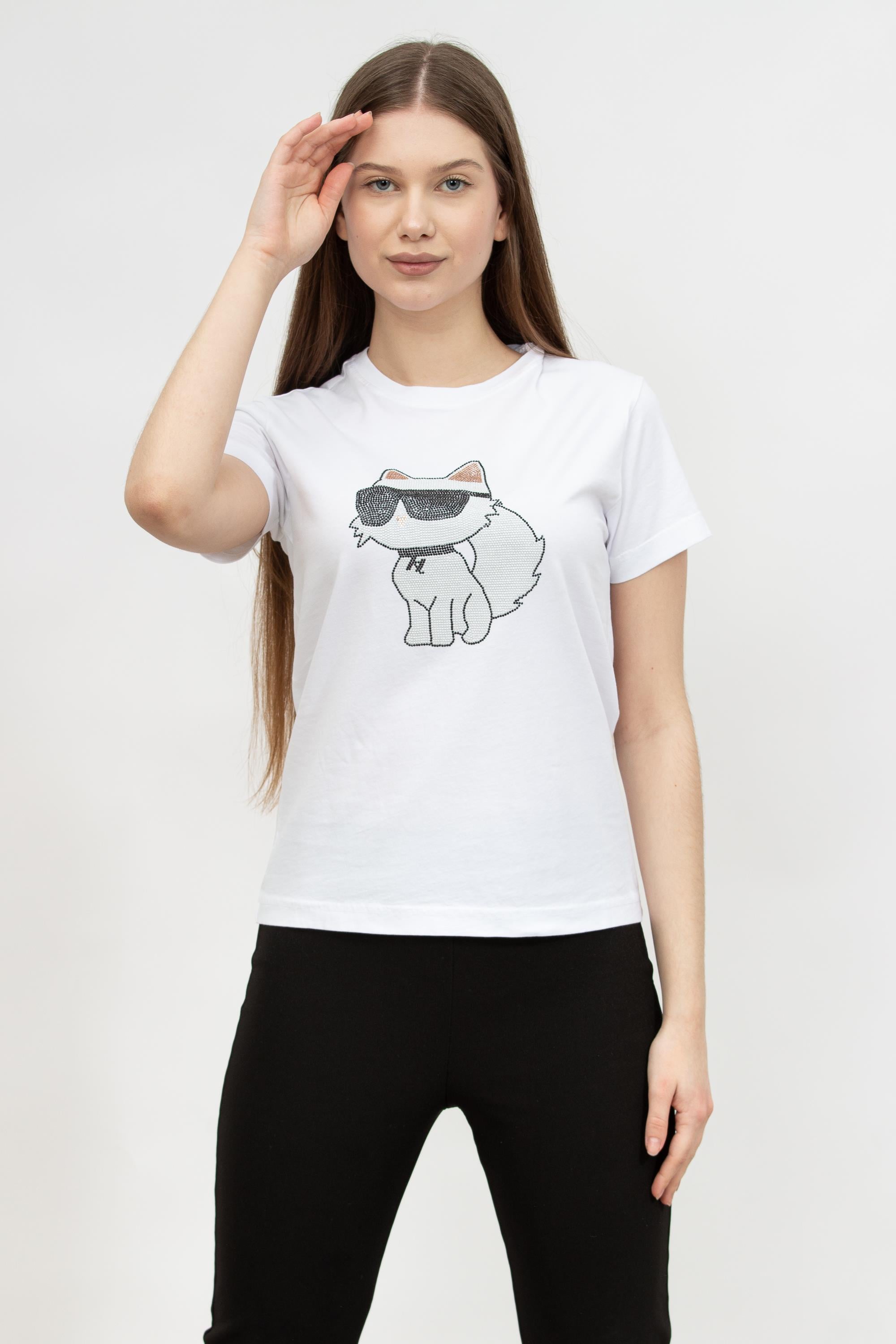 Karl Lagerfeld Ikonik Kadın Bisiklet Yaka T-Shirt
