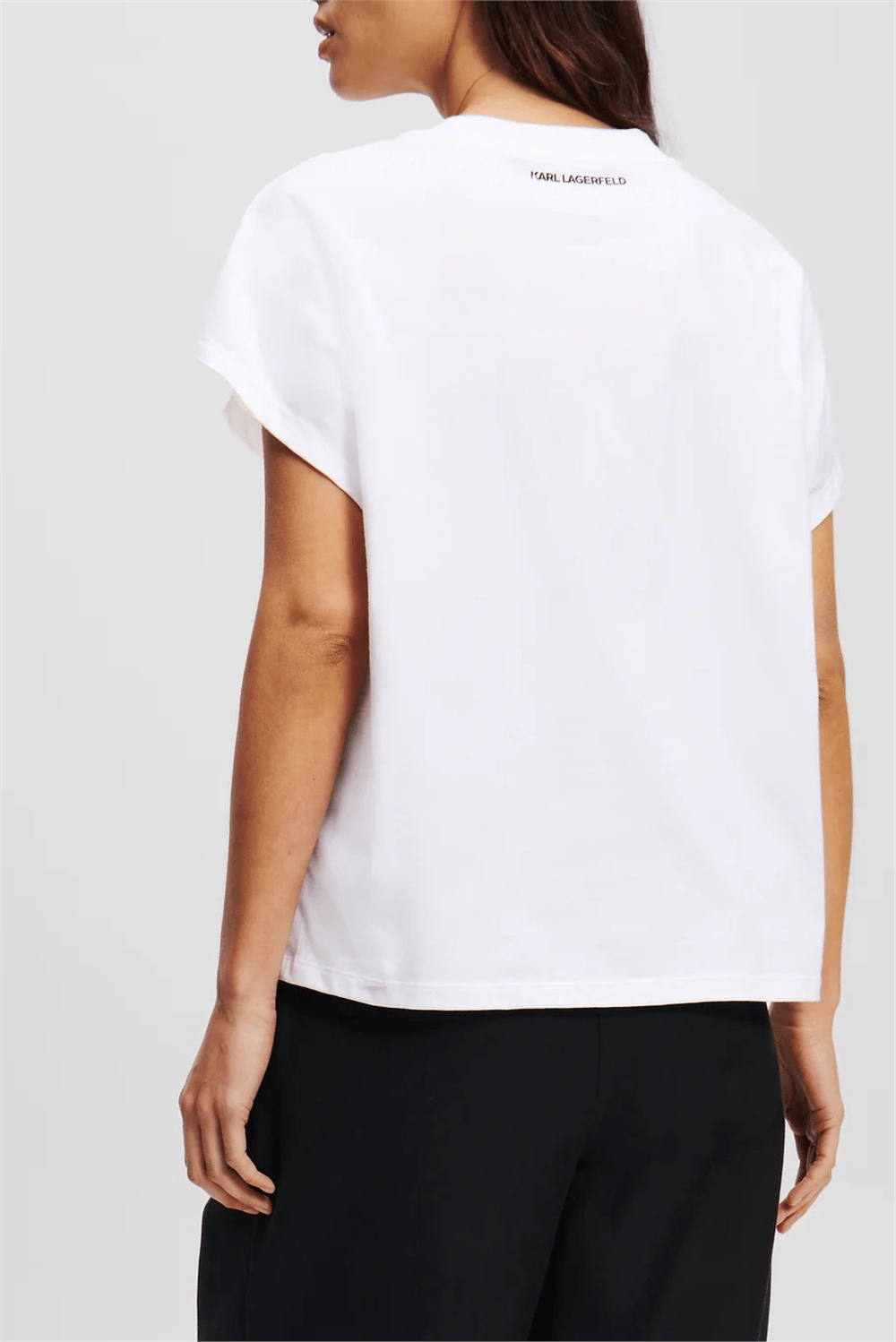 Karl Lagerfeld Kadın Bisiklet Yaka T-Shirt Beyaz