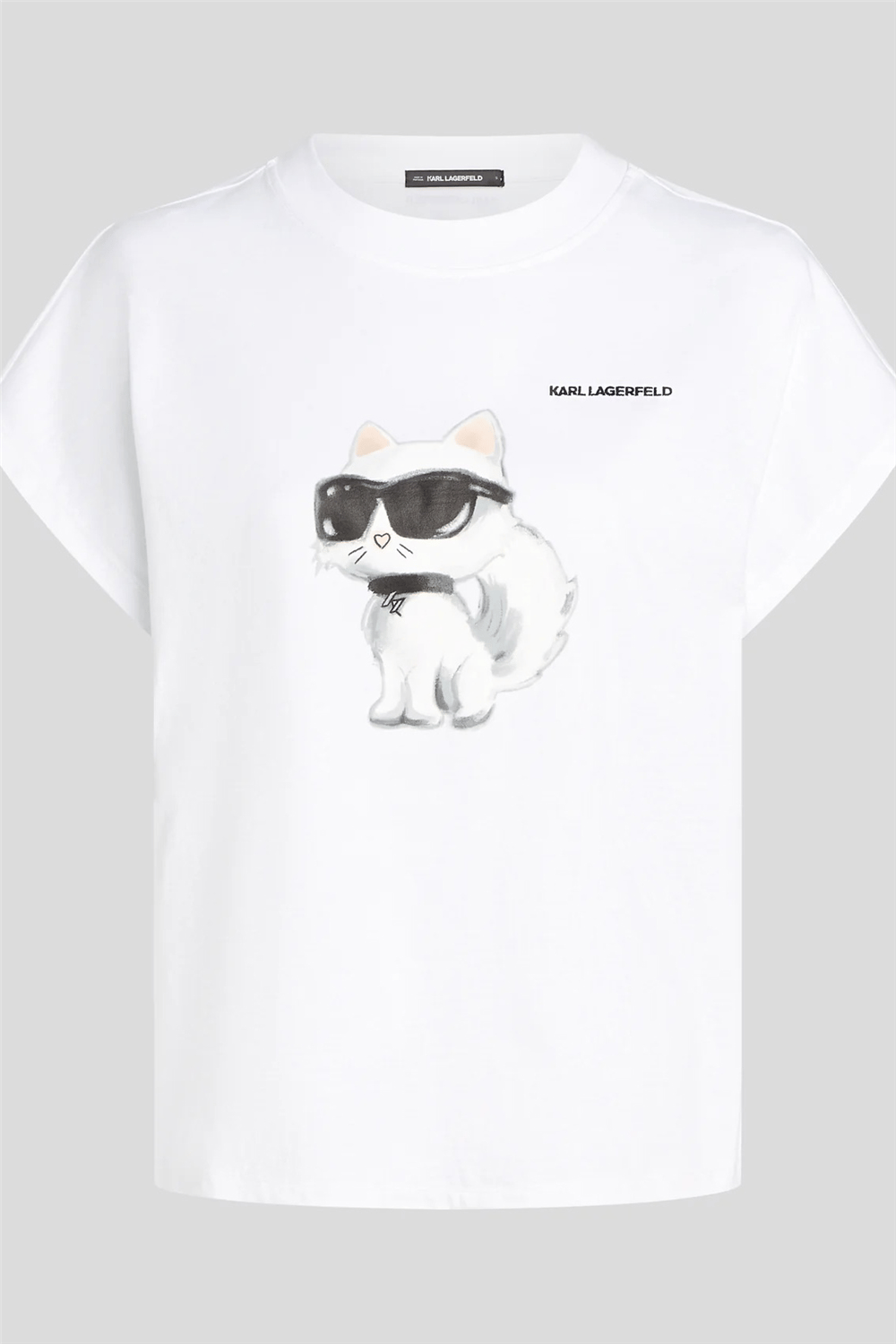 Karl Lagerfeld Kadın Bisiklet Yaka T-Shirt Beyaz
