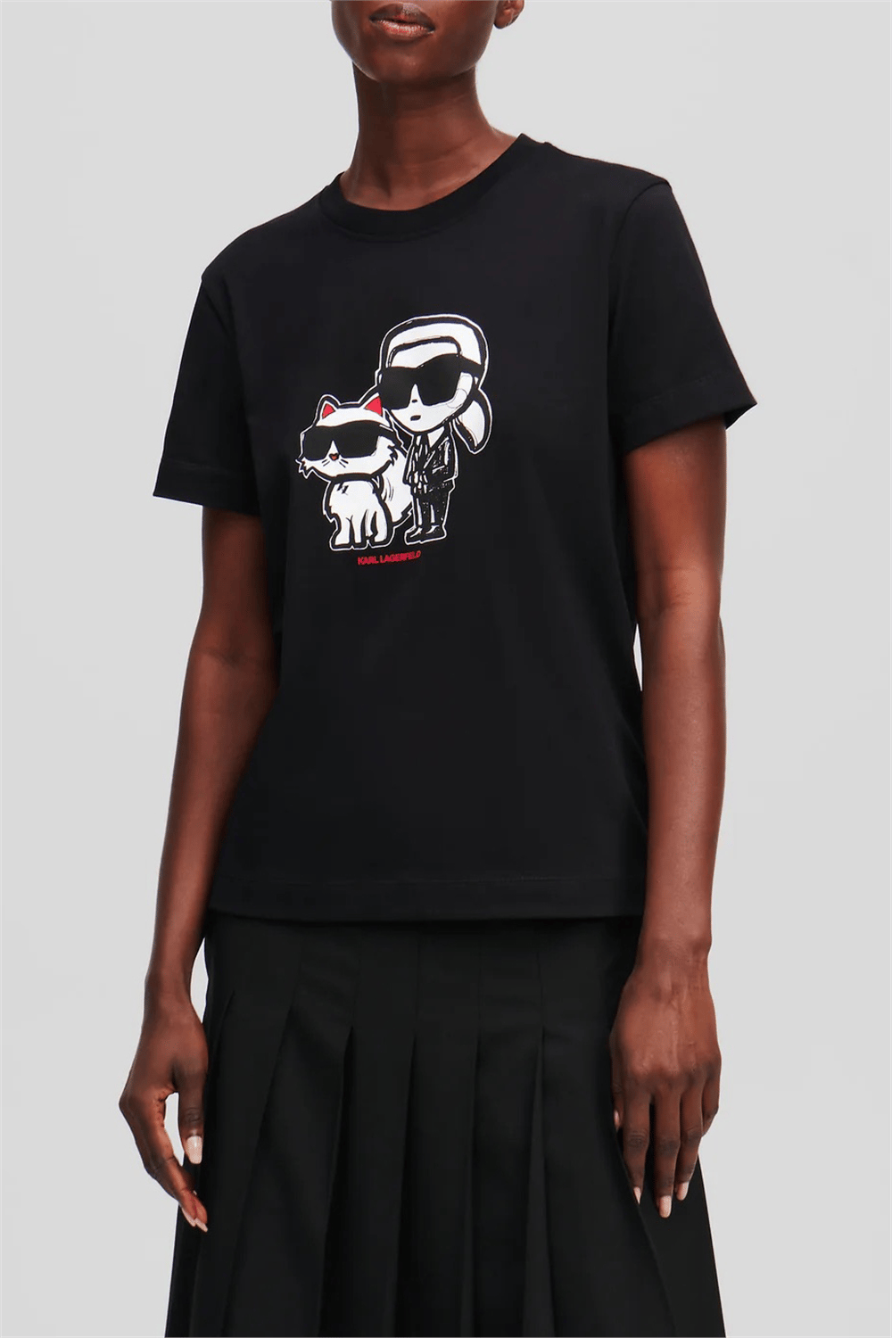 Karl Lagerfeld Kadın Bisiklet Yaka T-Shirt Siyah