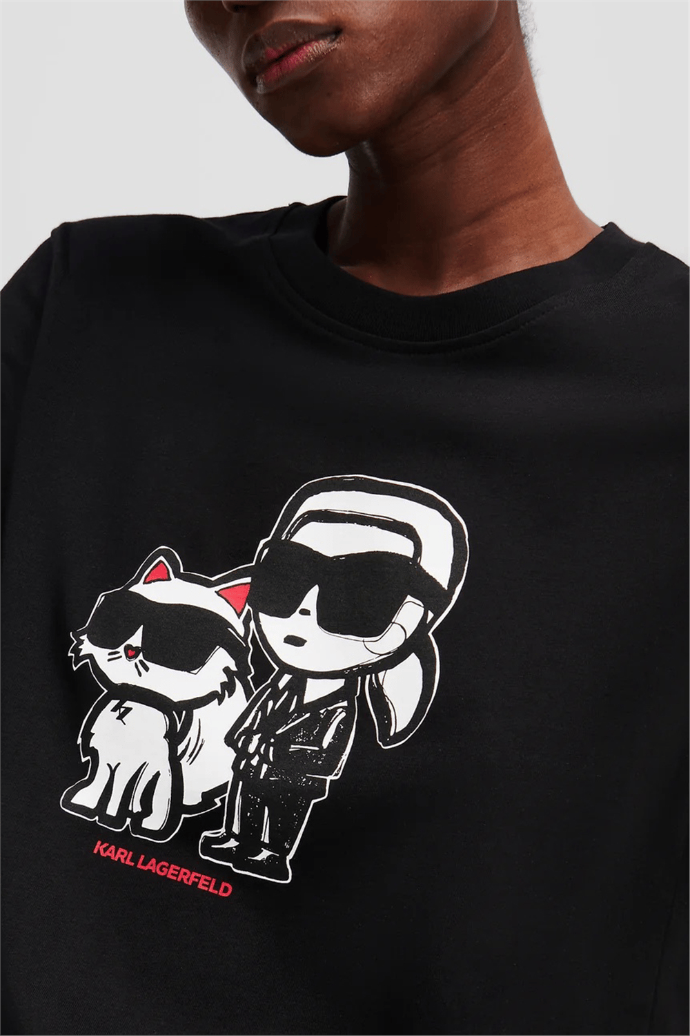 Karl Lagerfeld Kadın Bisiklet Yaka T-Shirt Siyah