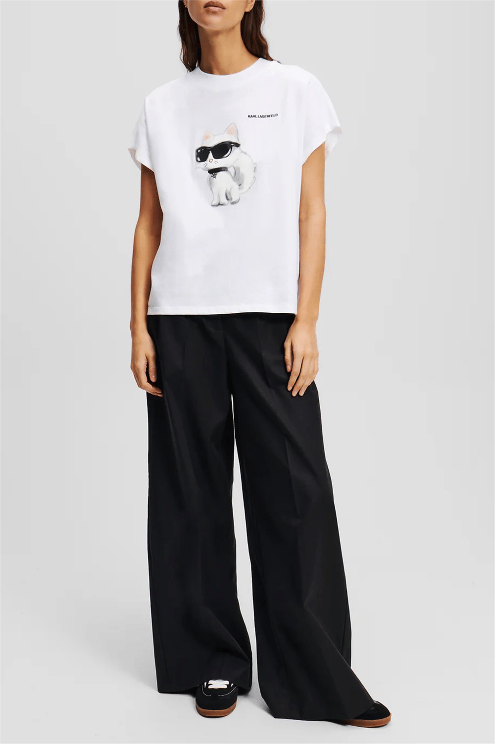 Karl Lagerfeld Kadın Bisiklet Yaka T-Shirt Beyaz
