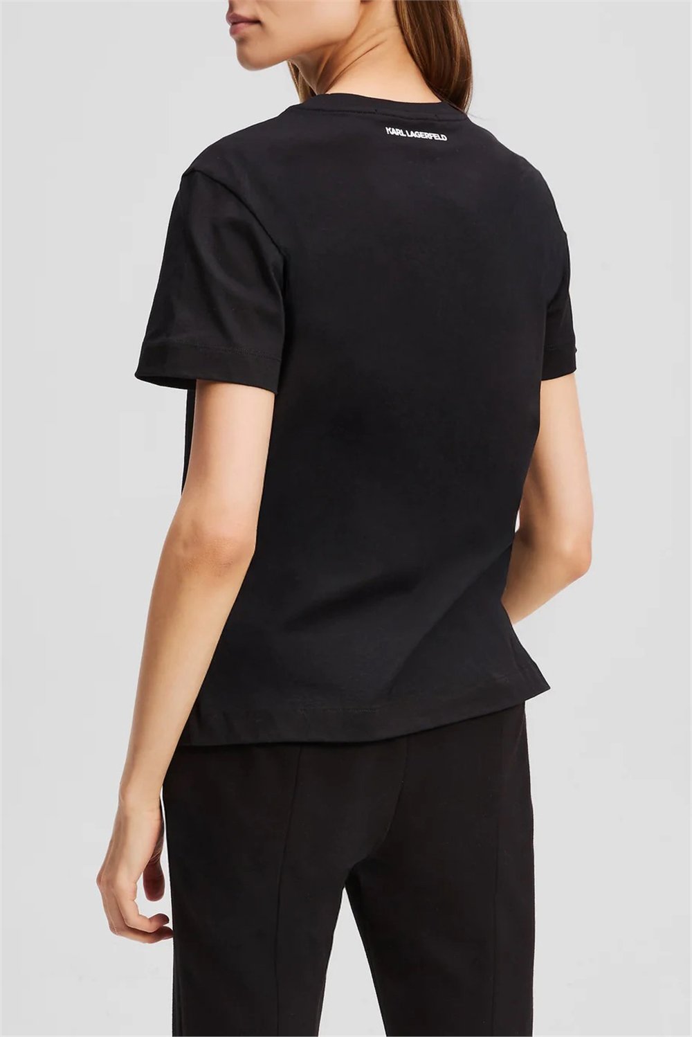 Karl Lagerfeld Kadın Bisiklet Yaka T-Shirt Siyah