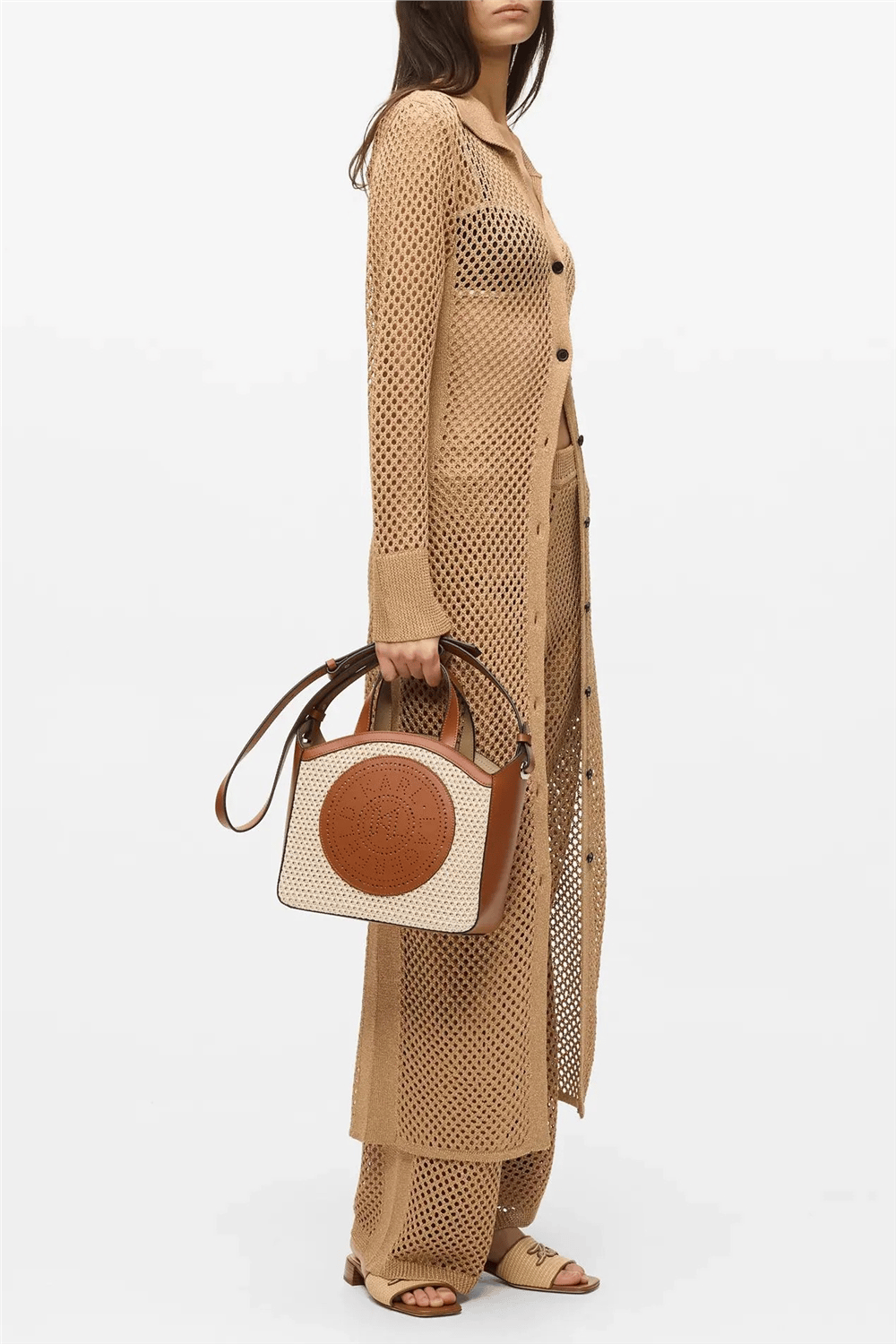 Karl Lagerfeld K/Circle Sm Tote Raffia Mesh Kadın Mini Omuz Çantası Çok Renkli