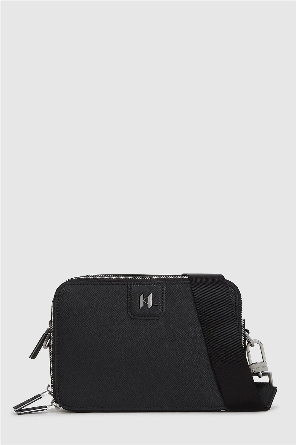 Karl Lagerfeld K/Monogram Leather Erkek Reporter Çanta Siyah