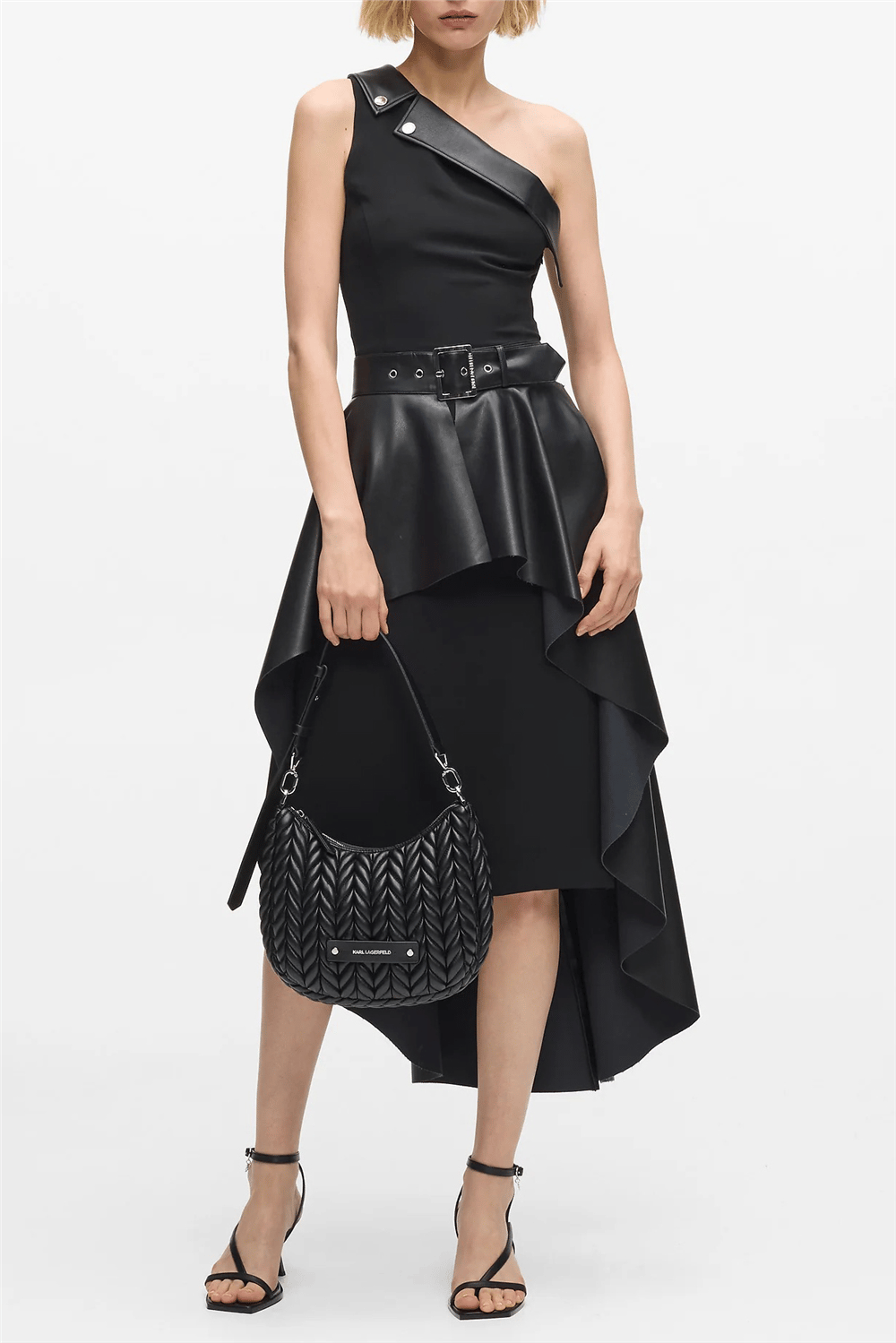 Karl Lagerfeld K/Weave SM Hobo Kadın Mini Omuz Çantası Siyah