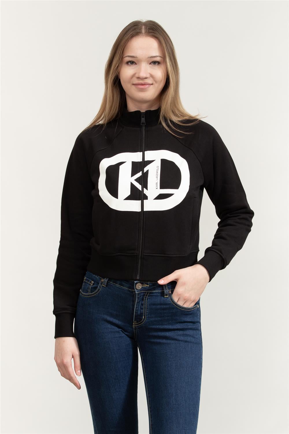 Karl Lagerfeld Logo Kadın Fermuarlı Sweatshirt