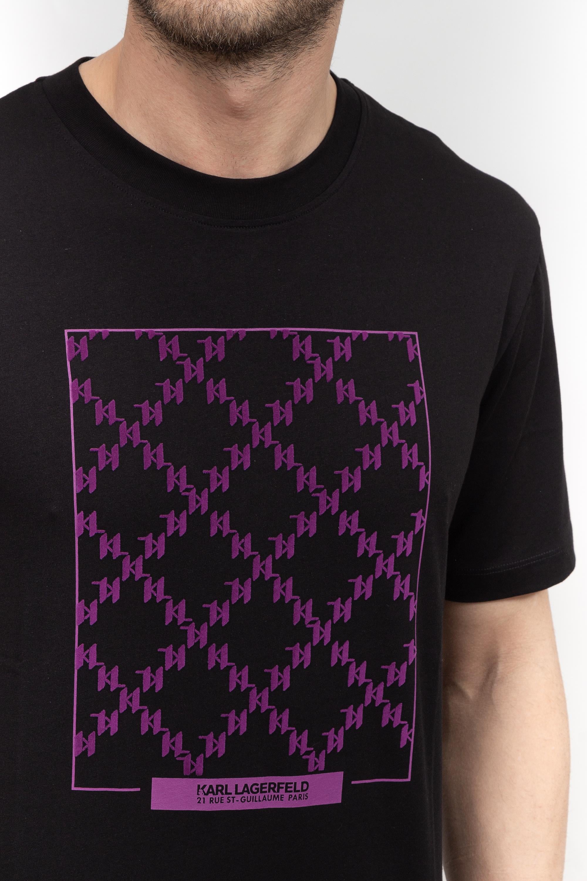 Karl Lagerfeld Monogram Erkek Bisiklet Yaka T-Shirt