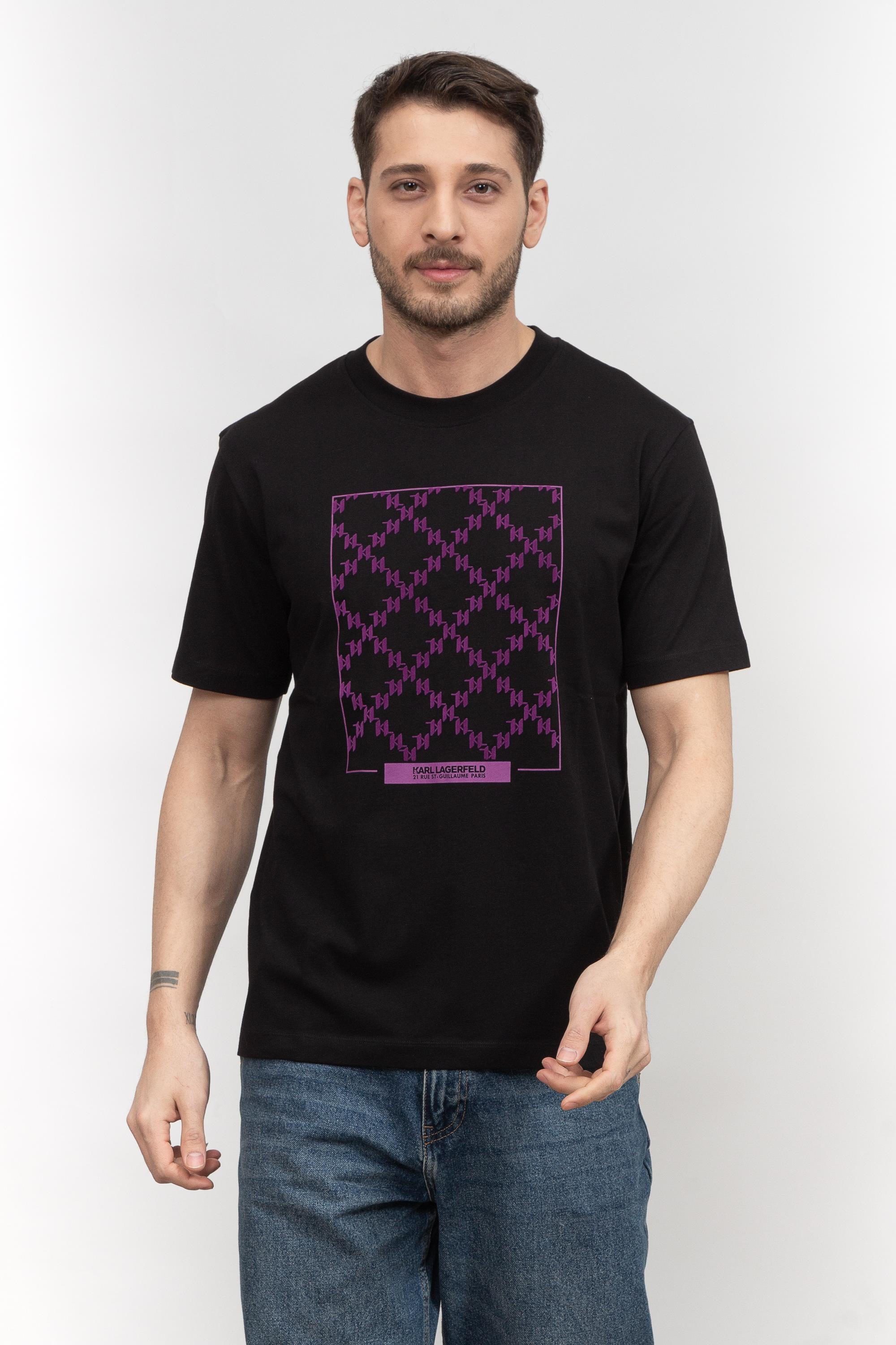 Karl Lagerfeld Monogram Erkek Bisiklet Yaka T-Shirt