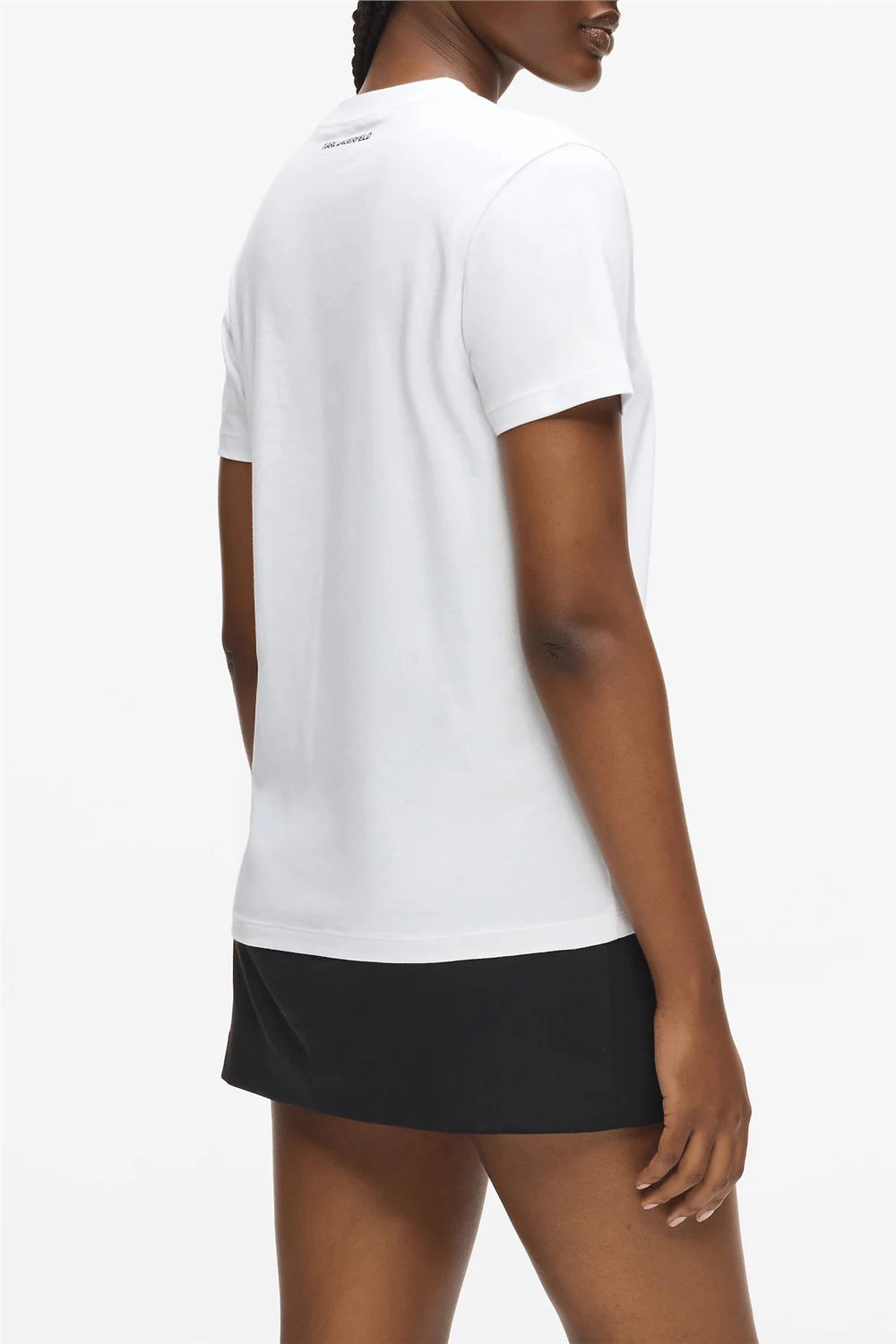 Karl Lagerfeld Portrait Kadın Bisiklet Yaka T-Shirt Beyaz