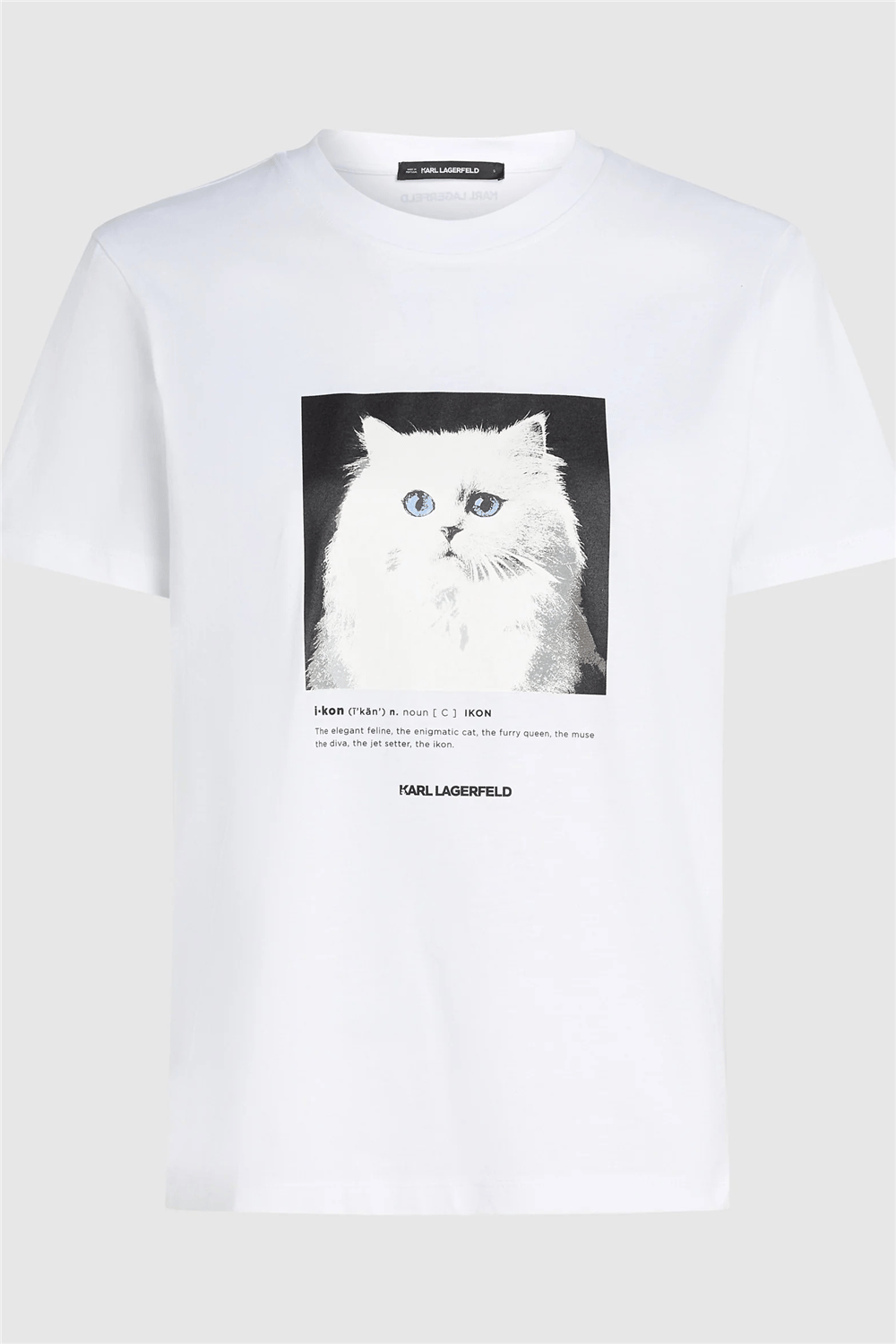 Karl Lagerfeld Portrait Kadın Bisiklet Yaka T-Shirt Beyaz