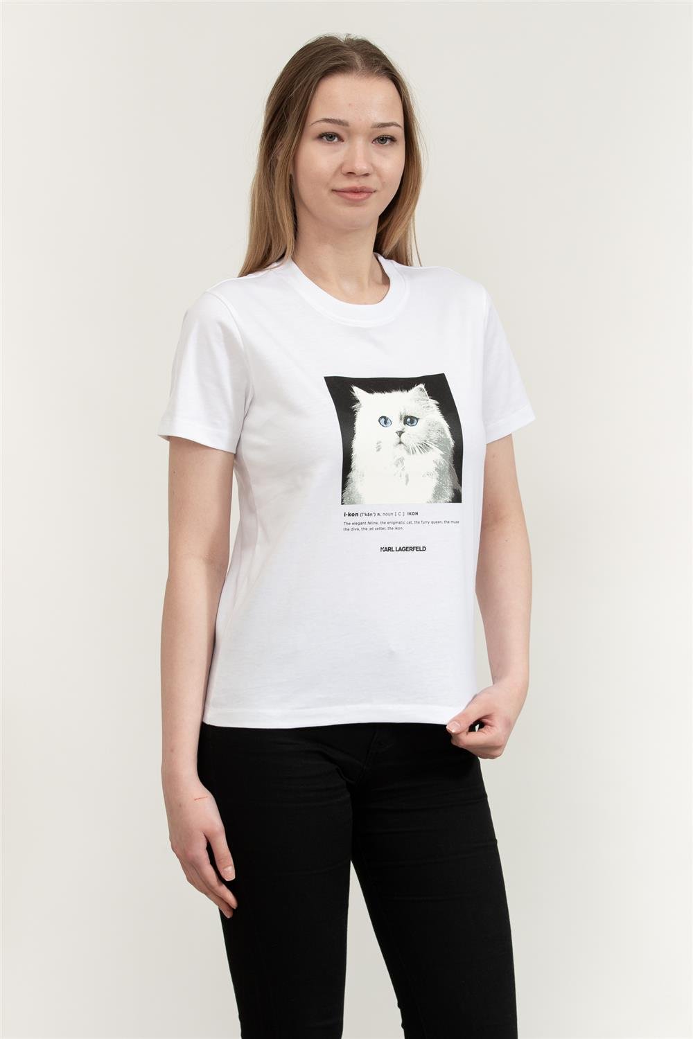 Karl Lagerfeld Portrait Kadın Bisiklet Yaka T-Shirt