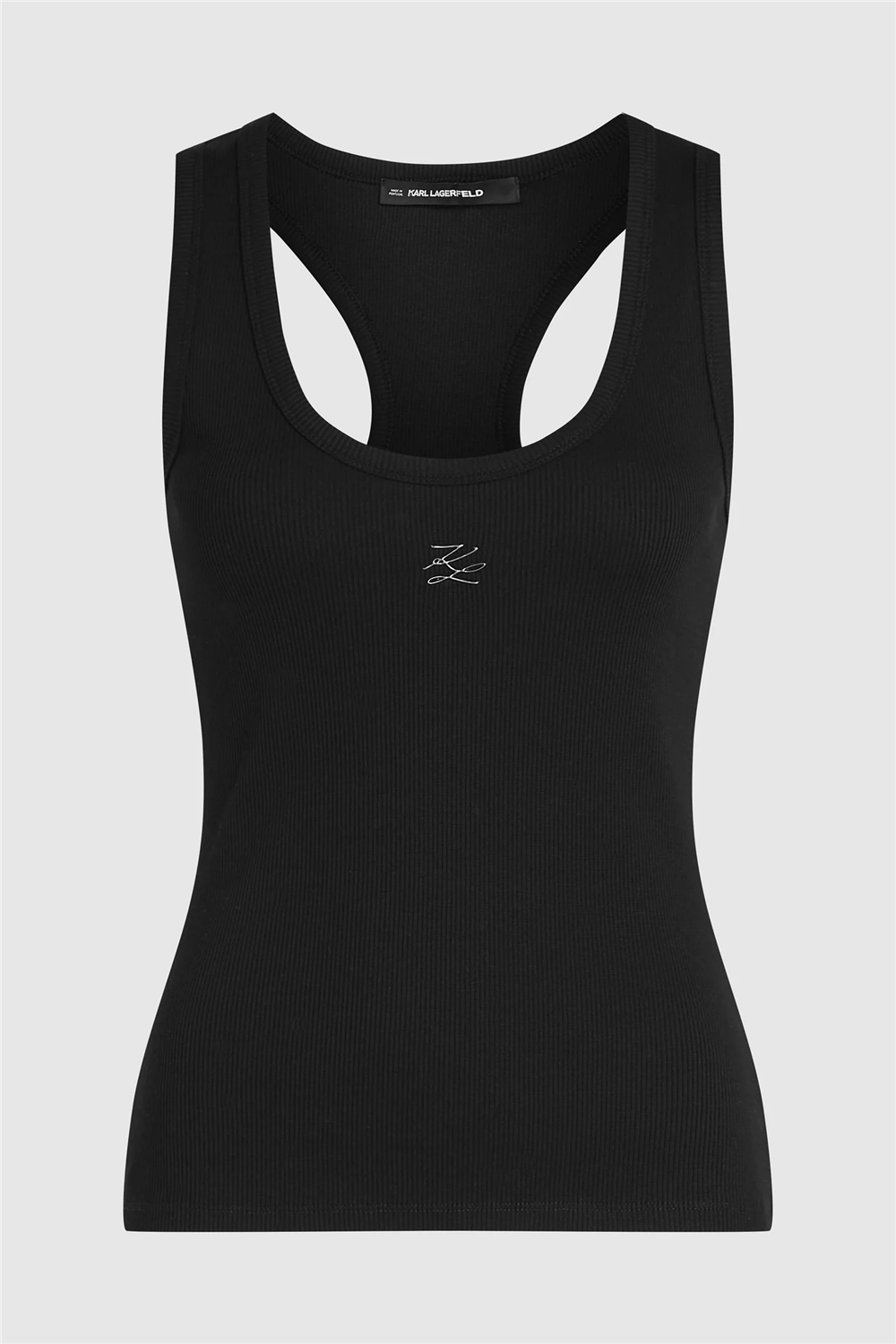 Karl Lagerfeld Ribbed Tank Top Kadın Kolsuz T-Shirt Siyah