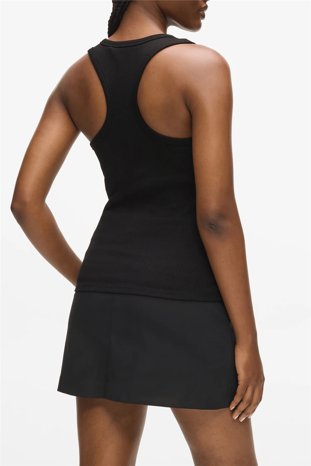 Karl Lagerfeld Ribbed Tank Top Kadın Kolsuz T-Shirt Siyah