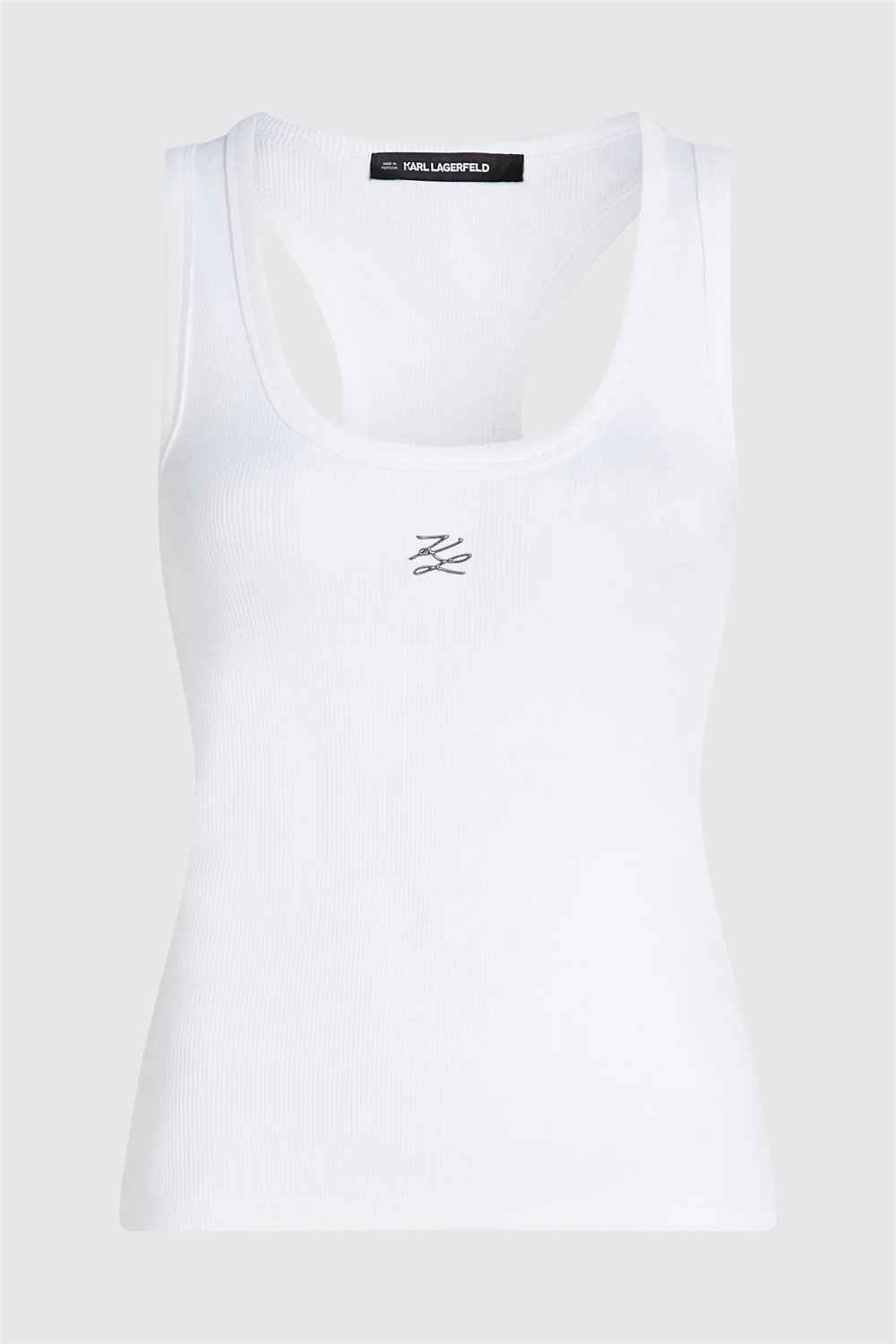 Karl Lagerfeld Ribbed Tank Top Kadın Kolsuz T-Shirt Beyaz