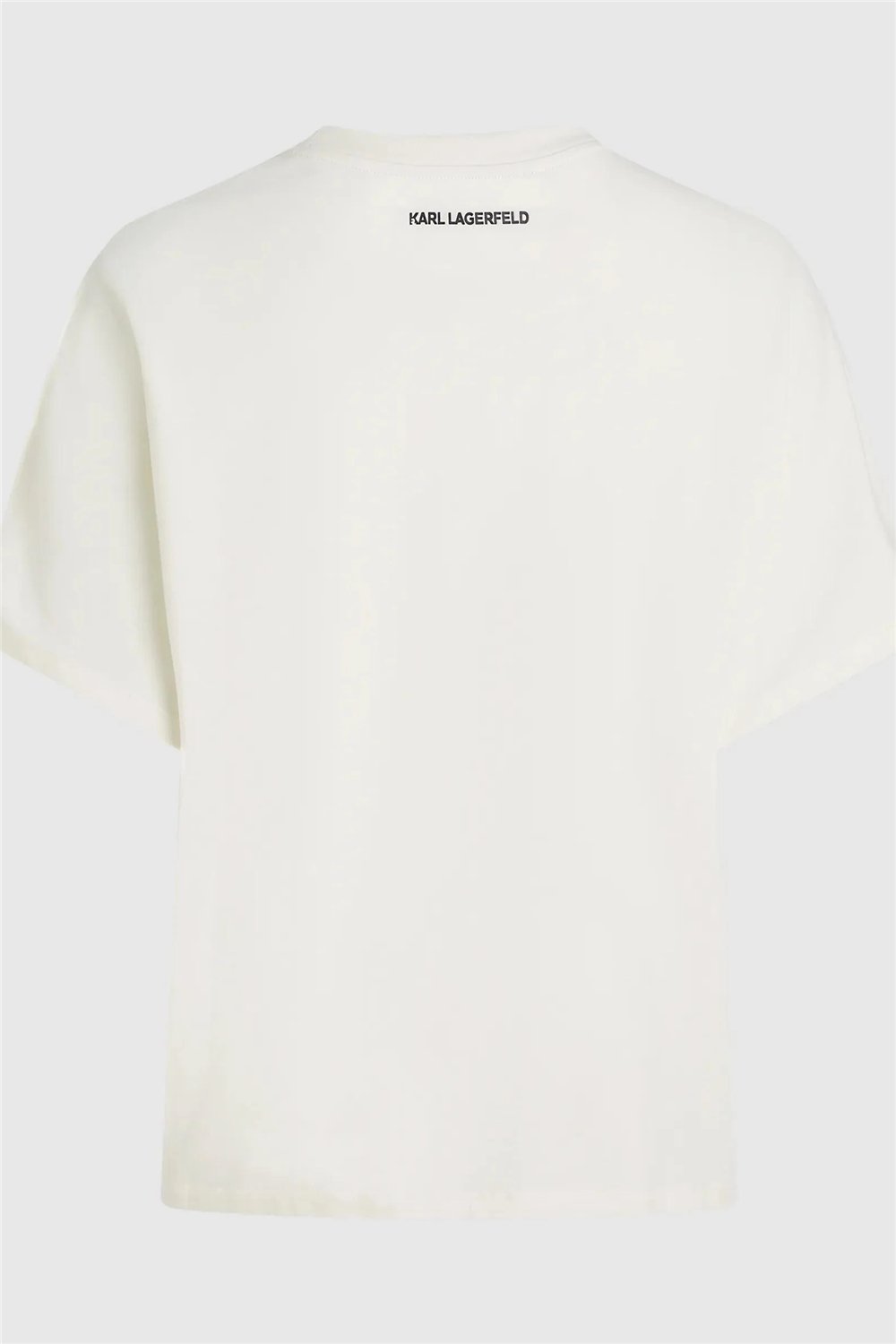 Karl Lagerfeld Rope Logo T-Shirt Kadın Bisiklet Yaka T-Shirt Krem