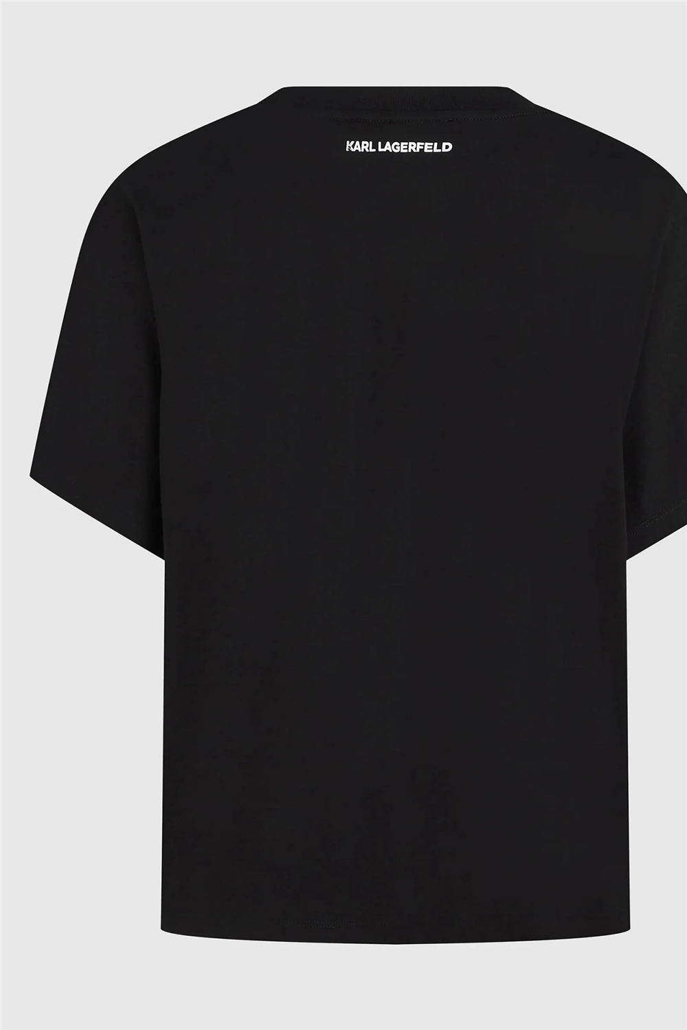 Karl Lagerfeld Rope Logo T-Shirt Kadın Bisiklet Yaka T-Shirt Siyah