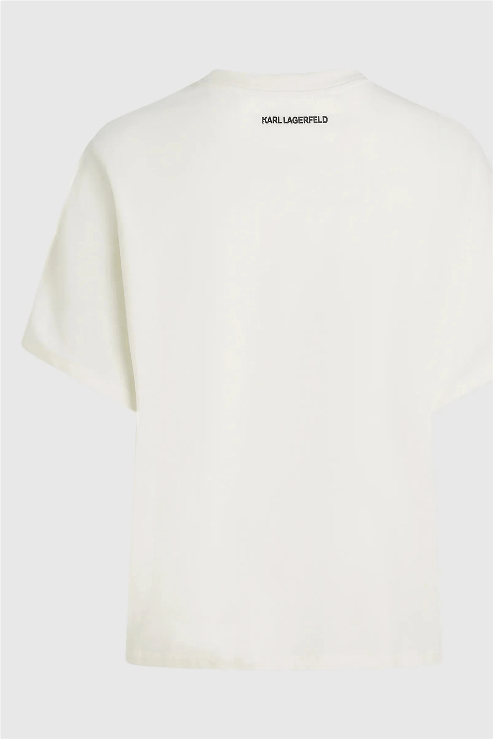 Karl Lagerfeld Rope Logo T-Shirt Kadın Bisiklet Yaka T-Shirt Krem