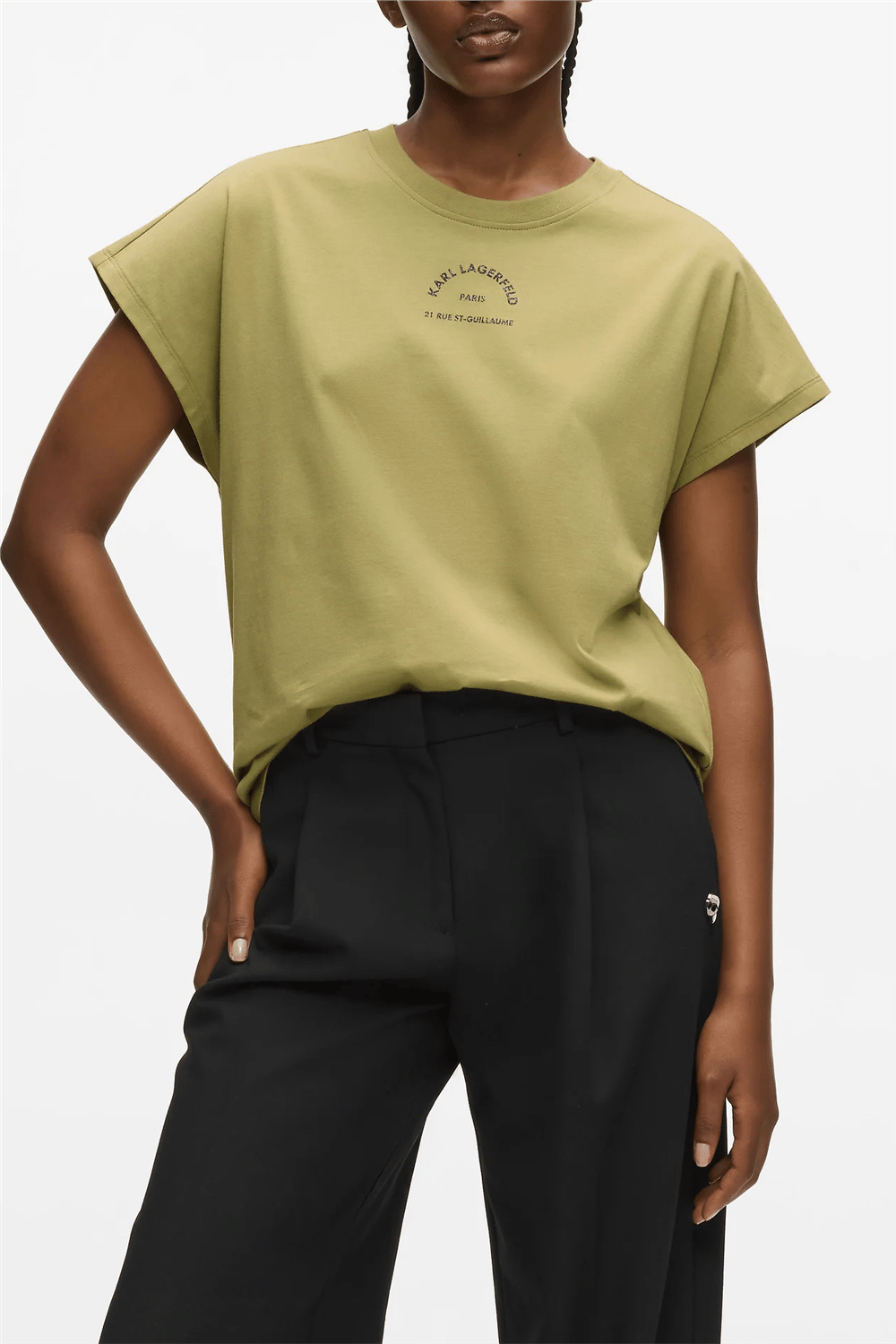 Karl Lagerfeld Rsg Glitter Relaxed Kadın Bisiklet Yaka T-Shirt Çok Renkli