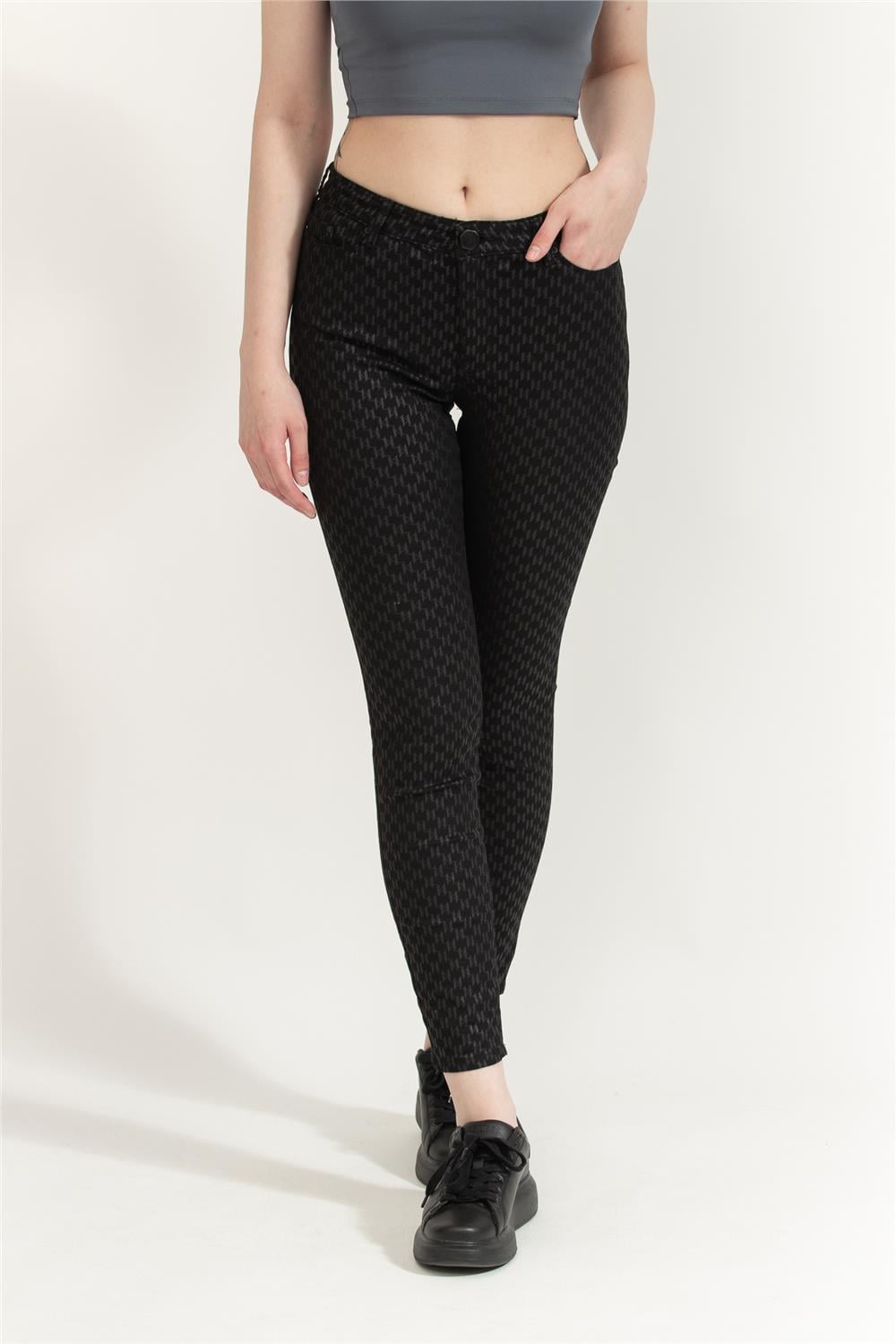 Karl Lagerfeld Shiny Monogram Kadın Jean Pantolon