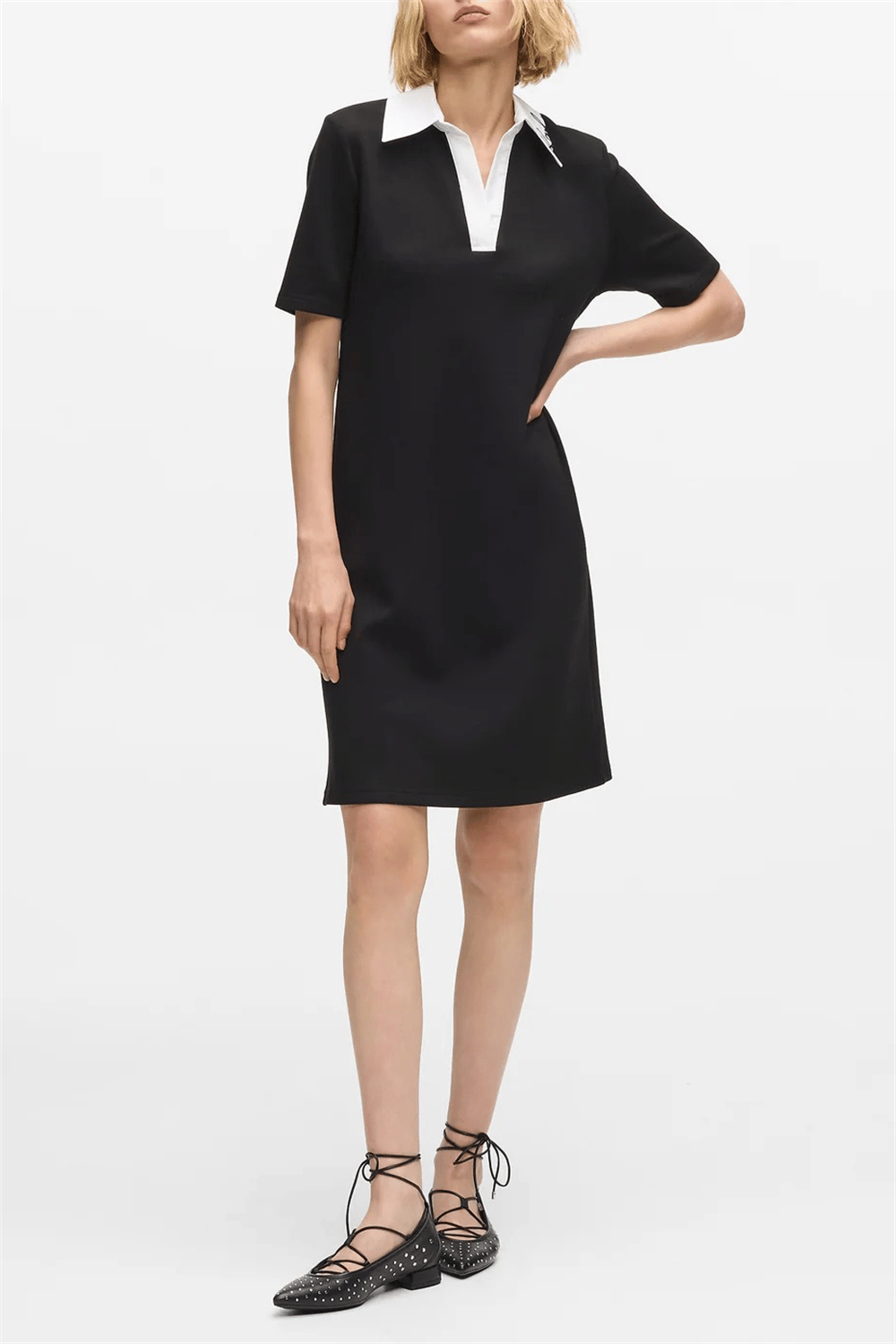 Karl Lagerfeld Signature Collar Kadın T-Shirt Elbise Siyah
