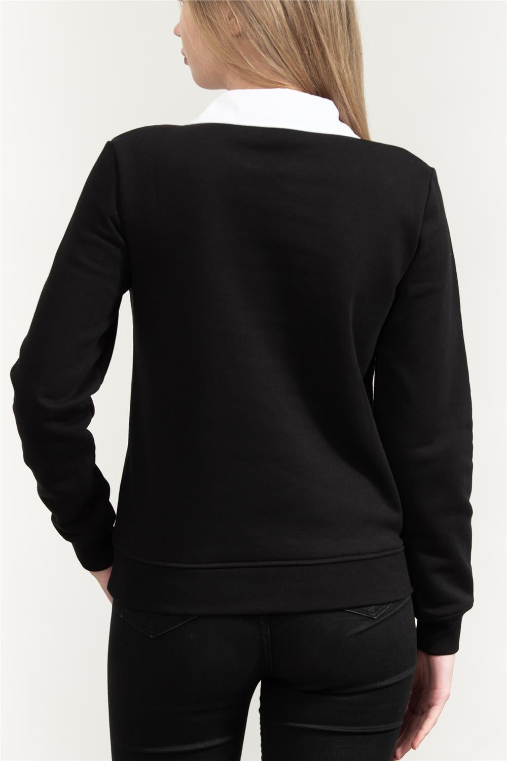 Karl Lagerfeld Signature Collar Kadın V Yaka Sweatshirt