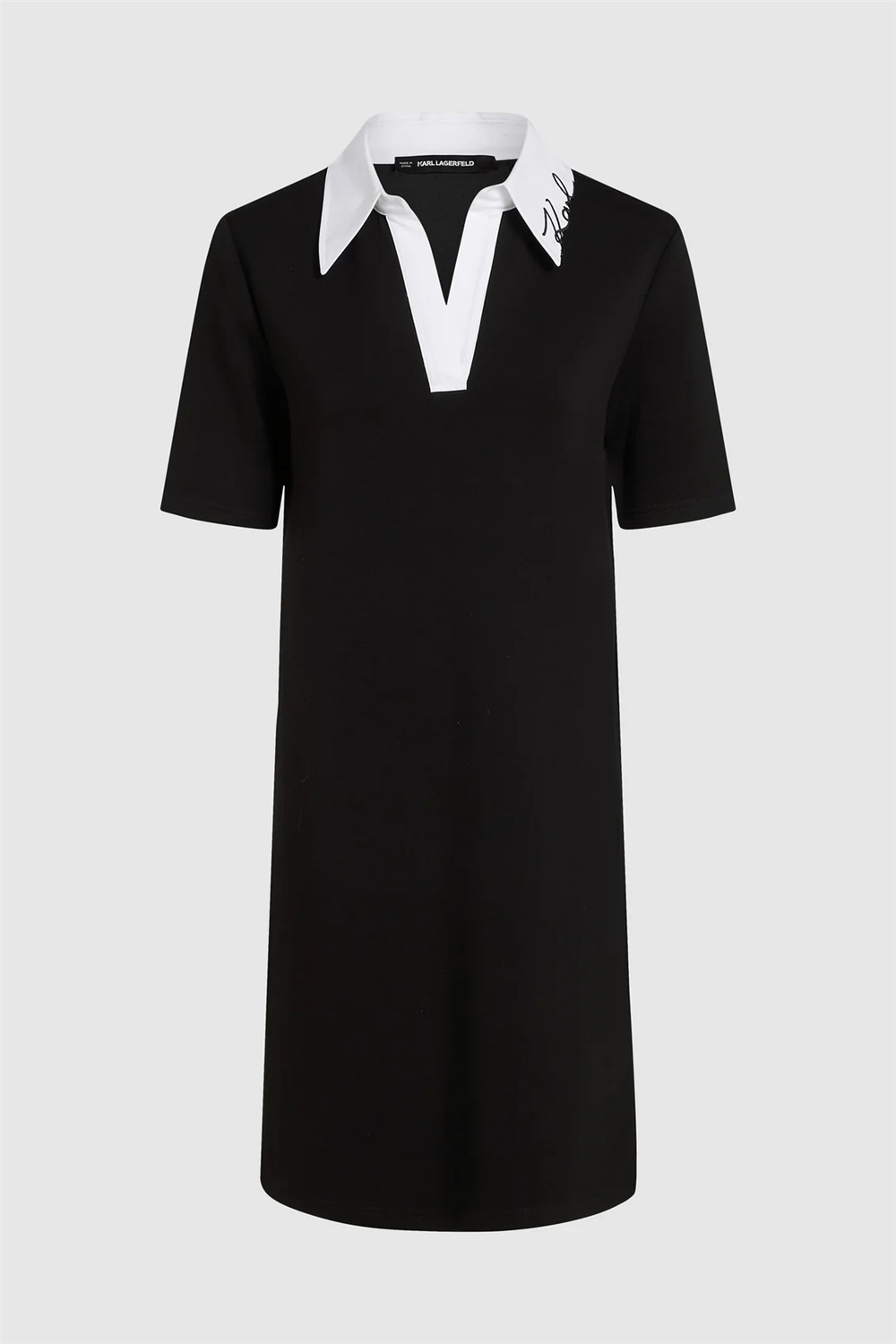 Karl Lagerfeld Signature Collar Kadın T-Shirt Elbise Siyah