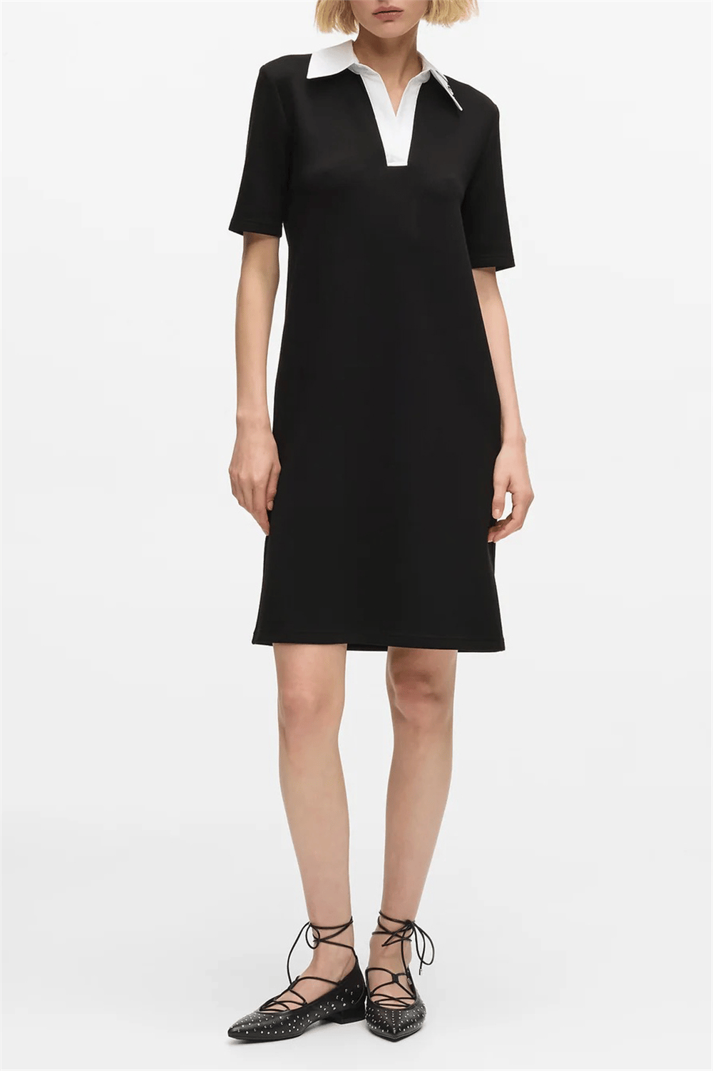 Karl Lagerfeld Signature Collar Kadın T-Shirt Elbise Siyah