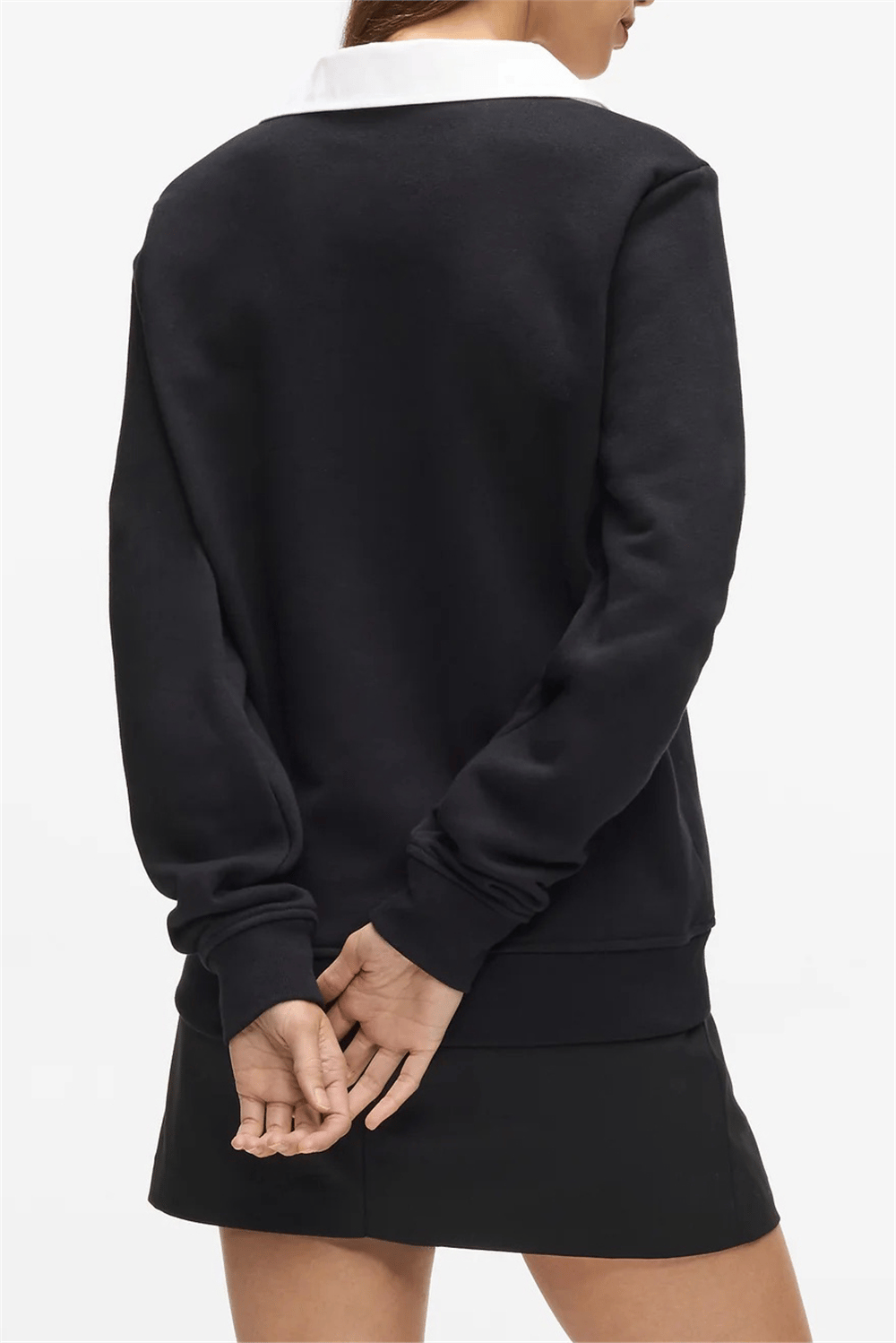 Karl Lagerfeld Signature Collar Kadın V Yaka Sweatshirt Siyah