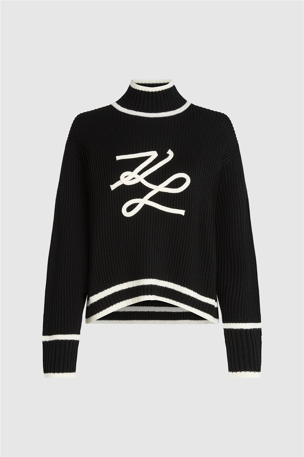 Karl Lagerfeld Soutache Autograph Kadın Triko Siyah