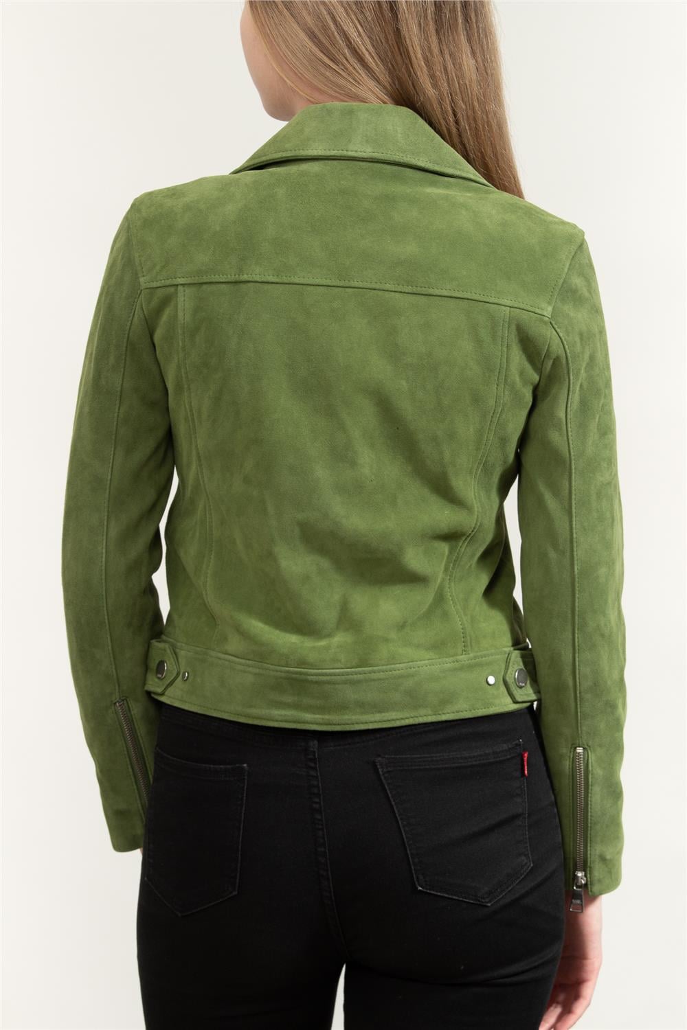 Karl Lagerfeld Suede Leather Biker Kadın Deri Mont