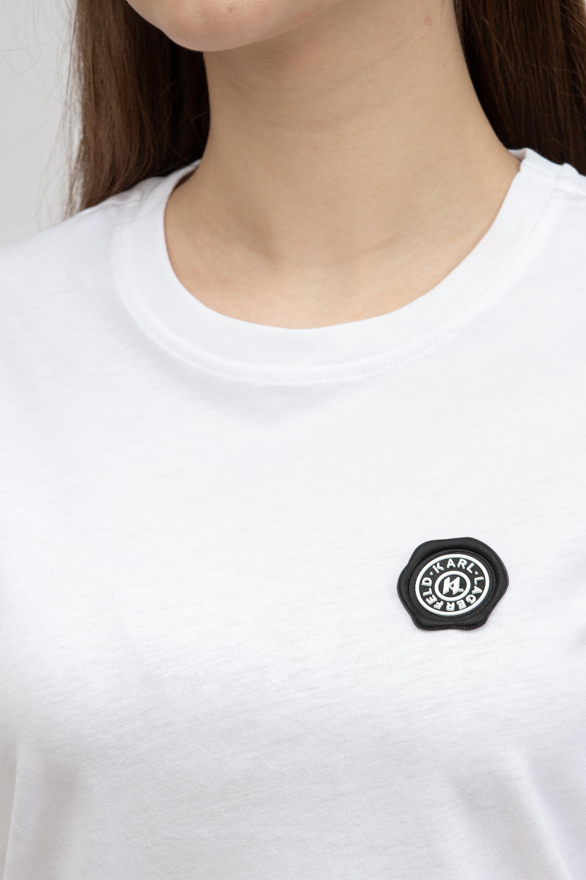 Karl Lagerfeld Wax Seal Logo  Kadın Bisiklet Yaka T-Shirt