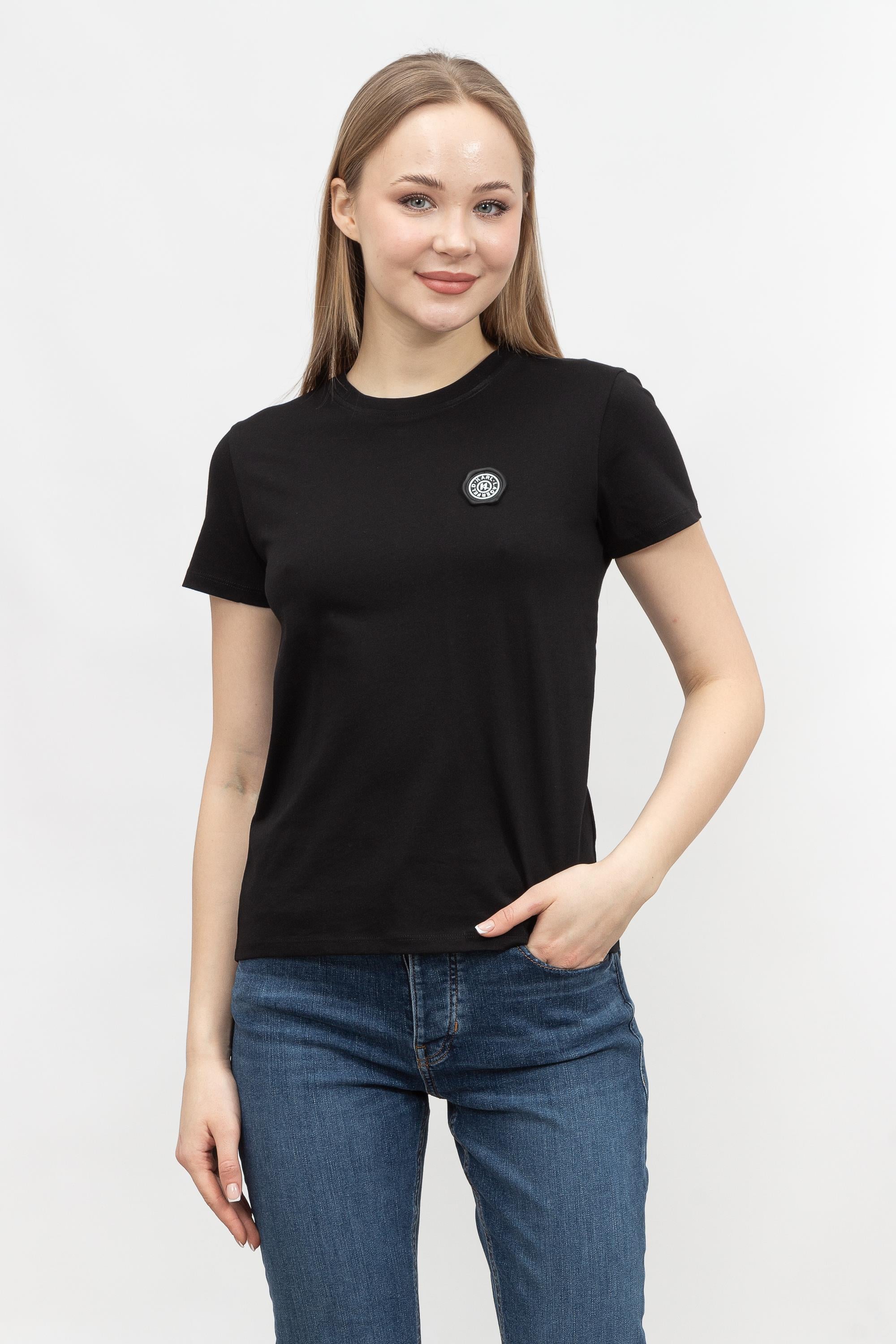 Karl Lagerfeld Wax Seal Logo  Kadın Bisiklet Yaka T-Shirt