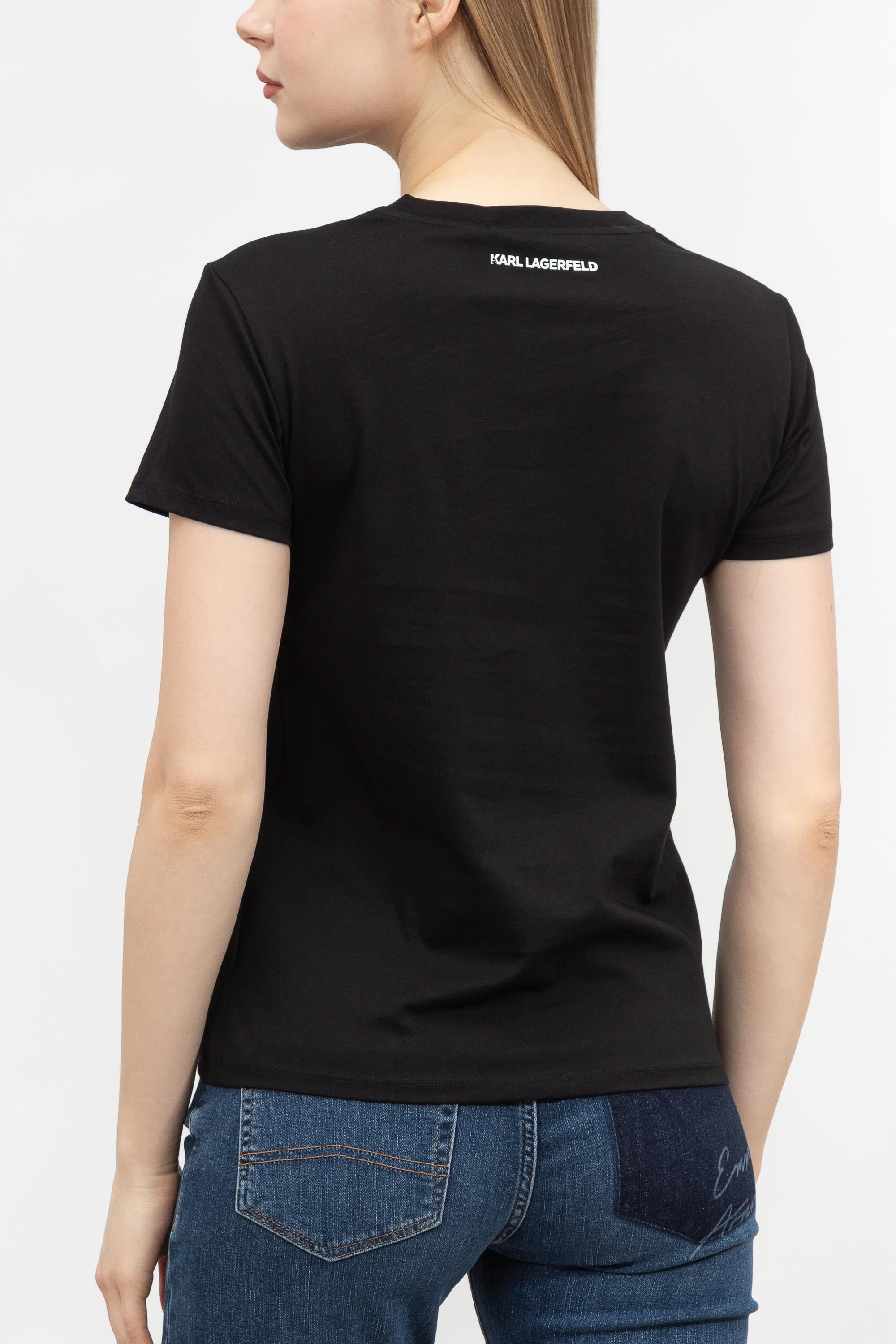 Karl Lagerfeld Wax Seal Logo  Kadın Bisiklet Yaka T-Shirt